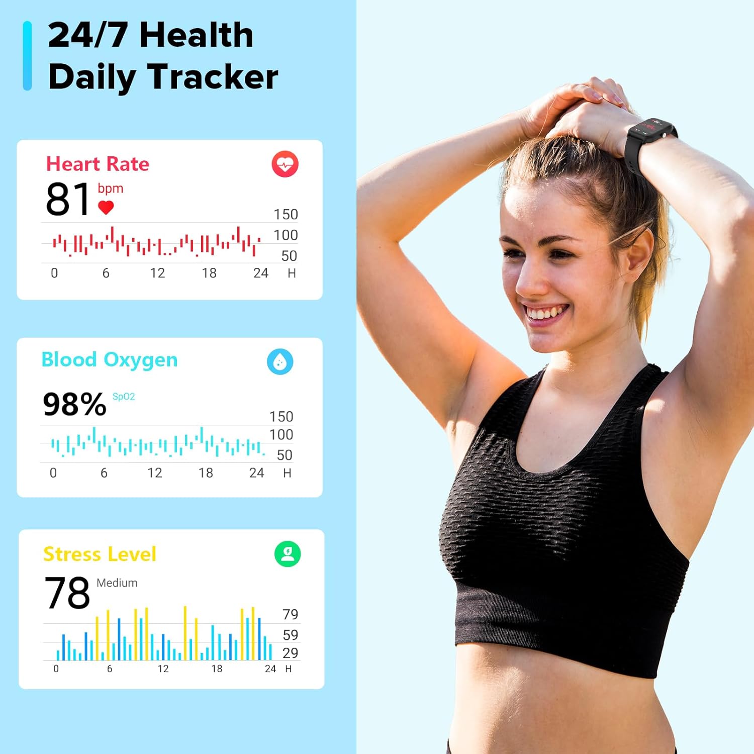 Smart Watch for Women Men, Smartwatch 1.8'' Alexa Built-in Fitness Tracker IP68 Waterproof Watch for Women Compatible for Android & iOS with Bluetooth Calls, IP68 Heart Rate/Sleep/SpO2 Monitor, 110+ - Image 6