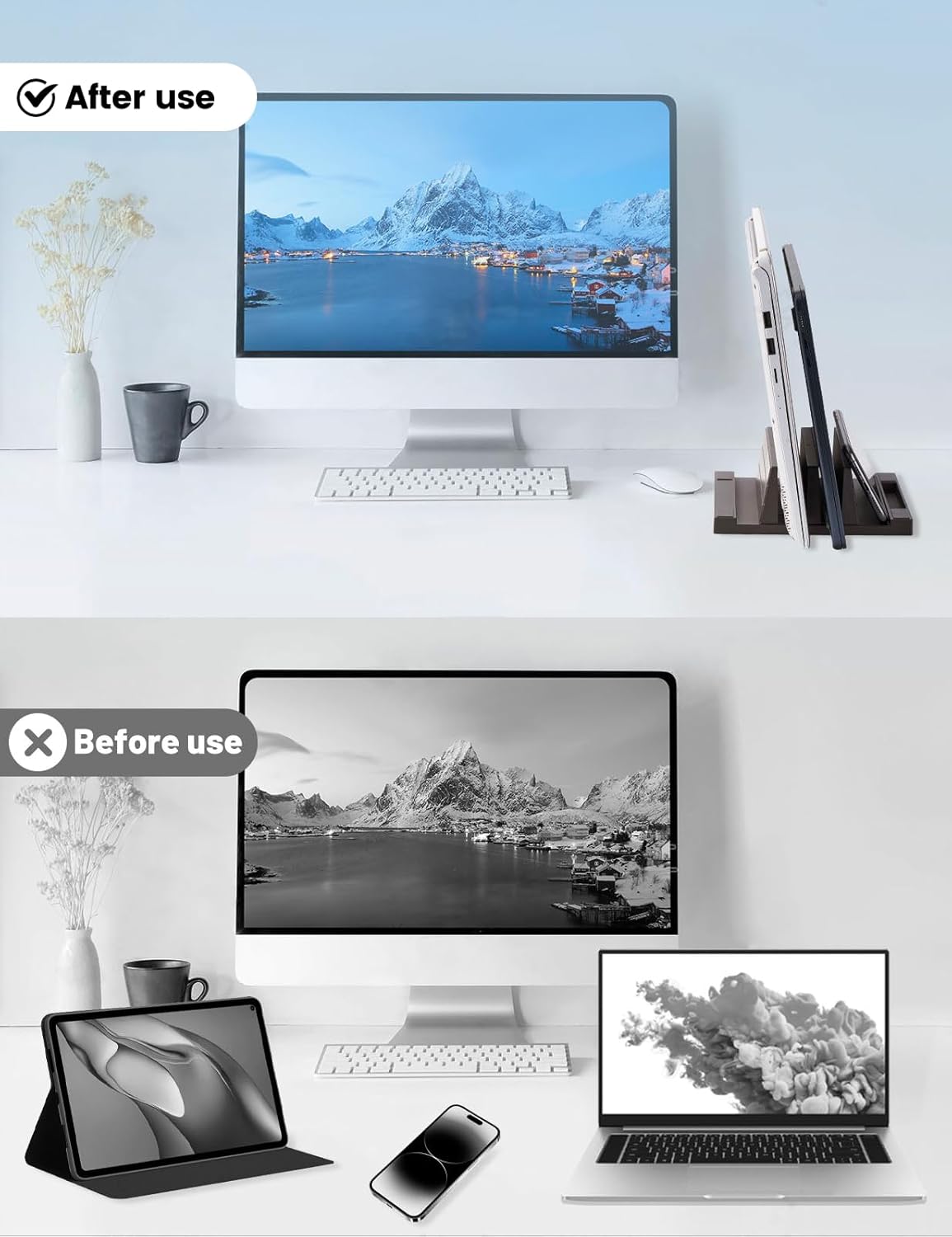Vaydeer Vertical Laptop Stand Desktop Stand Holder with Adjustable Dock Size, 4-in-1 Design Plastic Laptop Holder Fits All MacBook, Surface, Chromebook Gaming Laptops Chocolaty - Image 6