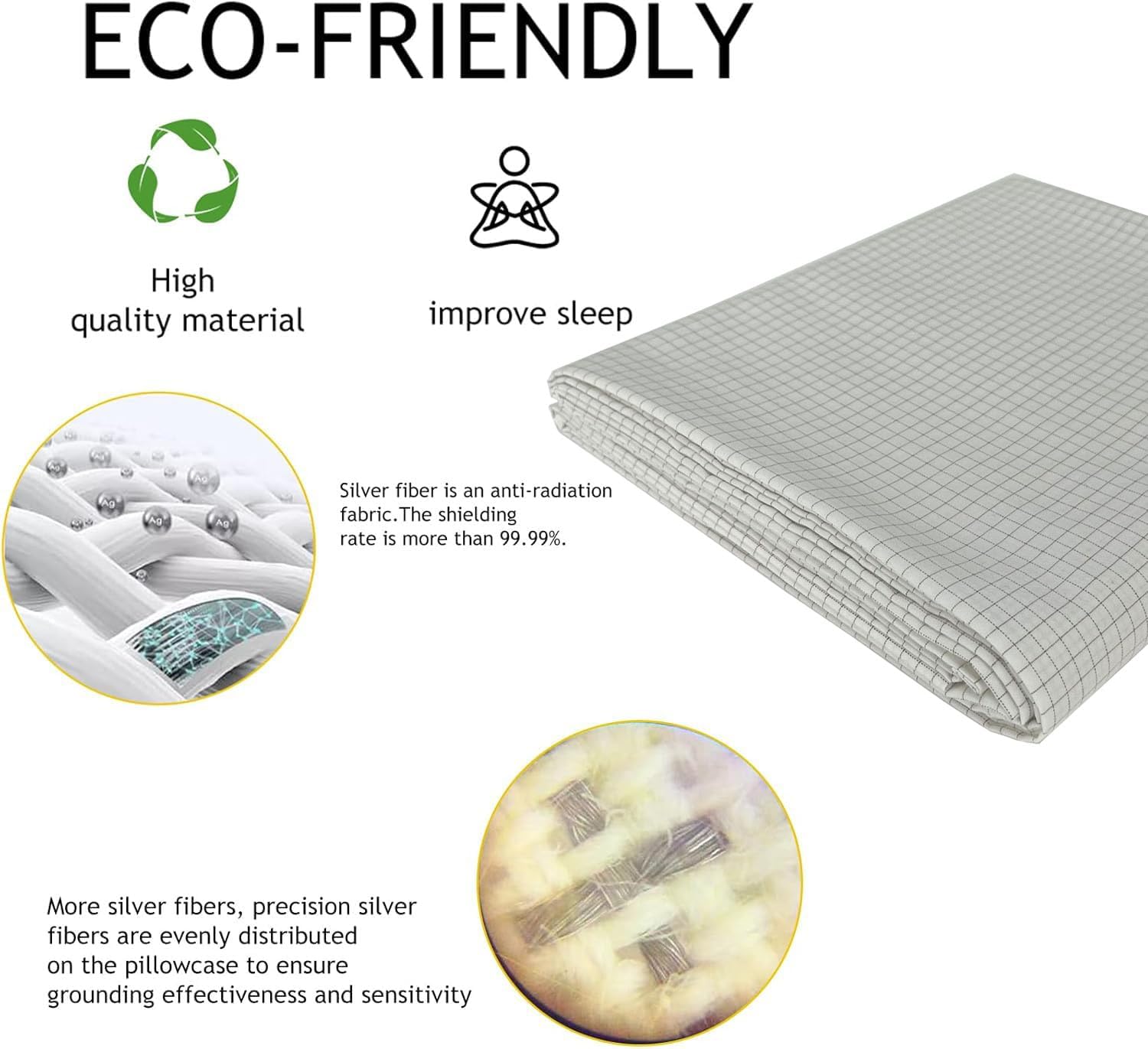 Organic Grounding Sheet 13% Silver for Bed Sleeping Therapy with Safest Ground Adapter and Connection 15ft Cord (36 x 91 Inch Single Bed) - Image 6