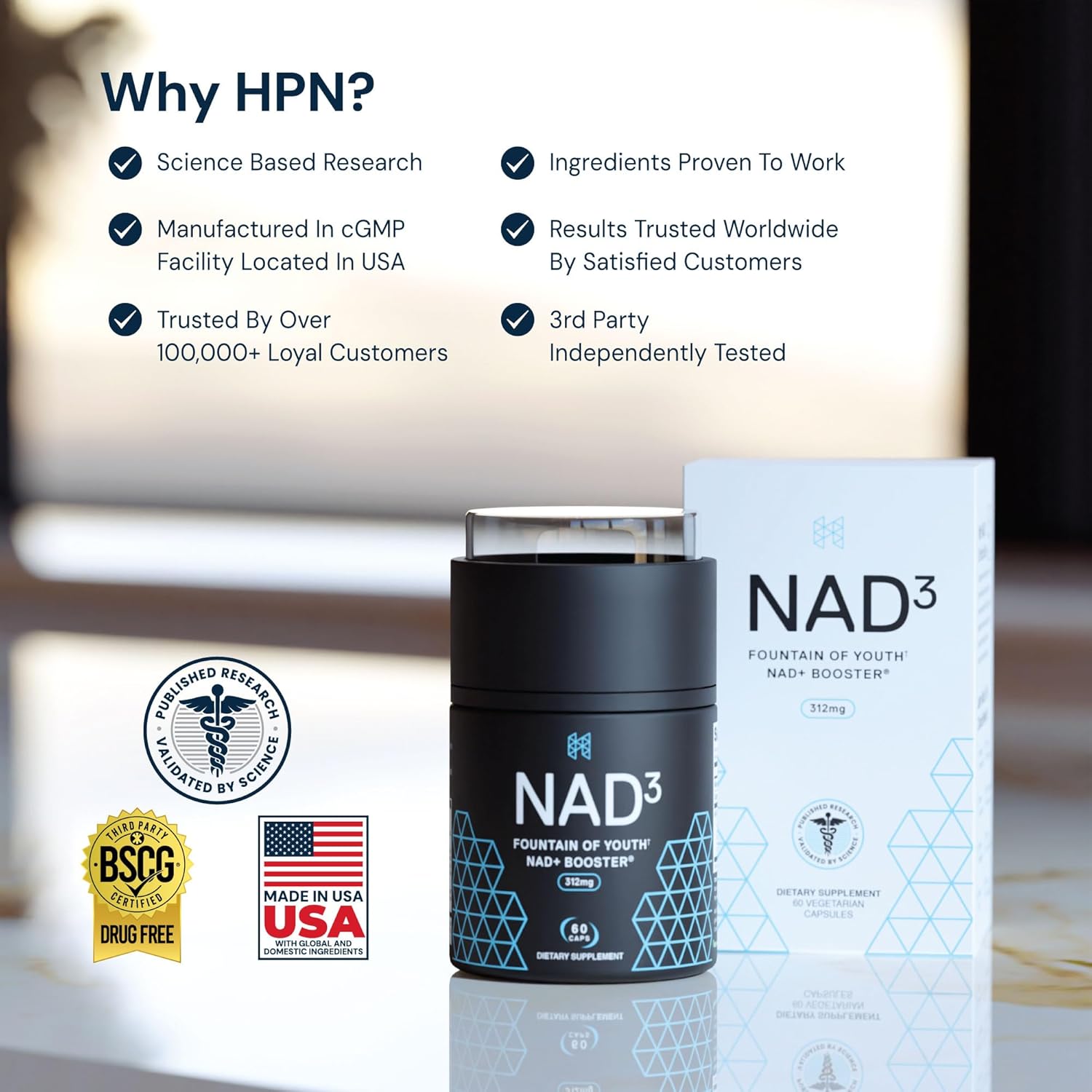 HPN NAD+ Booster (NAD3), Anti Aging Cell Booster, NRF2 Activator, Nicotinamide Riboside Alternative, NAD Supplement Natural Energy, Longevity, and Cellular Health, 312 Mg per Serving (1 Month Supply) - Image 7