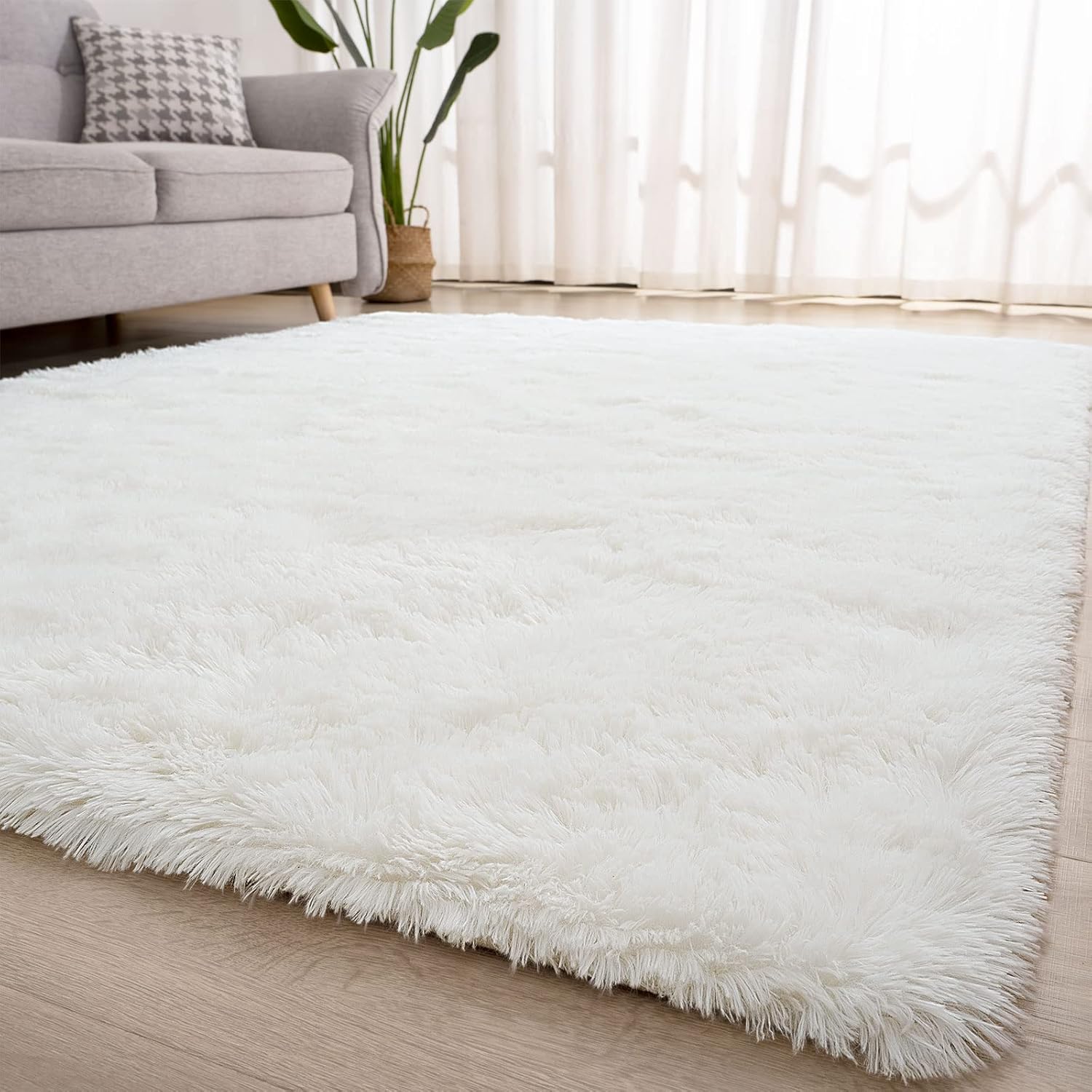 Kelarea Super Soft Shaggy Rug Fluffy Bedroom Carpets, 5x8 Feet Cream White, Modern Indoor Fuzzy Plush Area Rugs for Living Room Dorm Home Decorative Kids Girls Children's Floor Rugs - Image 4