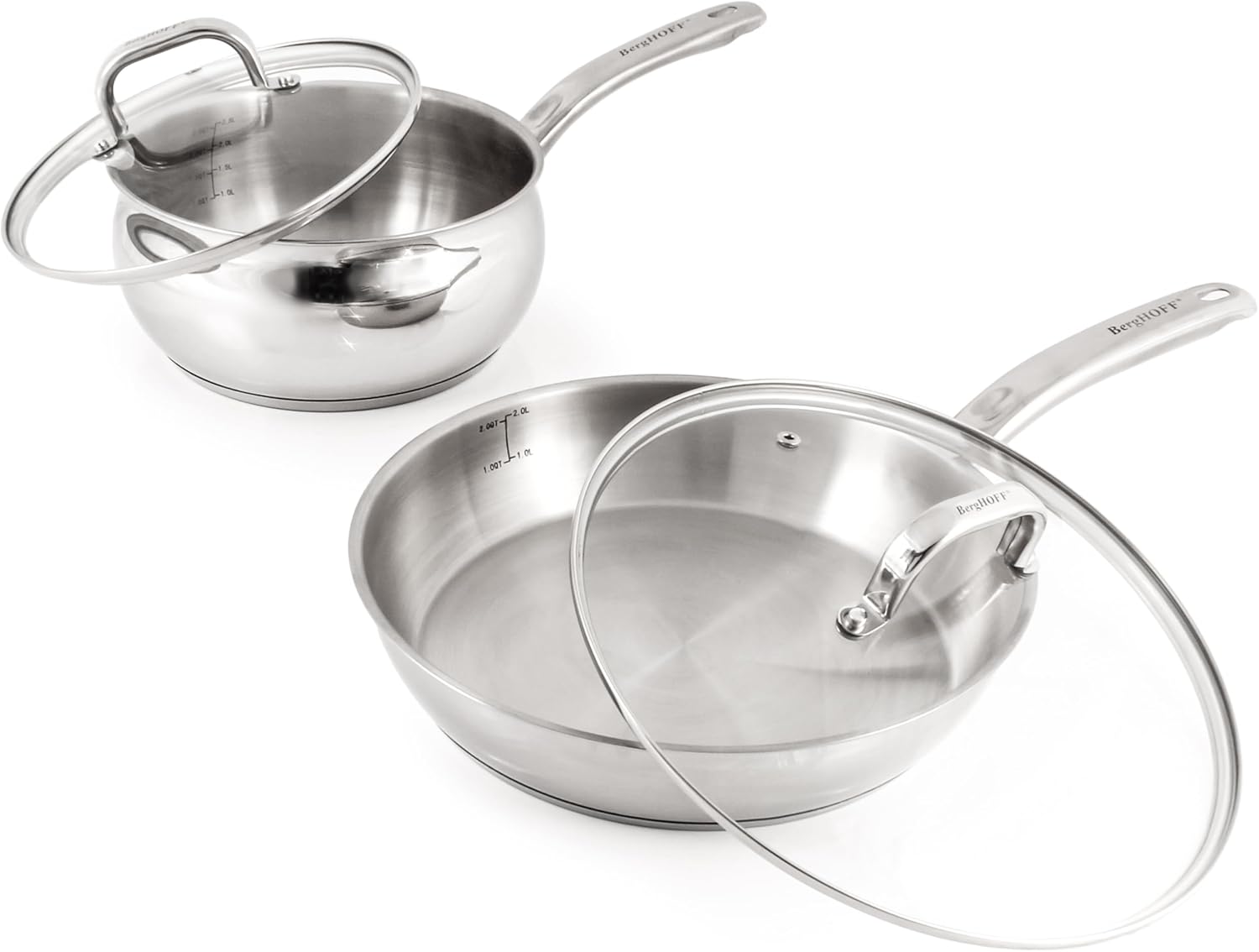 BergHOFF Belly Shape 18/10 Stainless Steel 12Pc Cookware Set, Glass Lids, Fast, Evenly Heat, Induction Cooktop Ready - Image 8