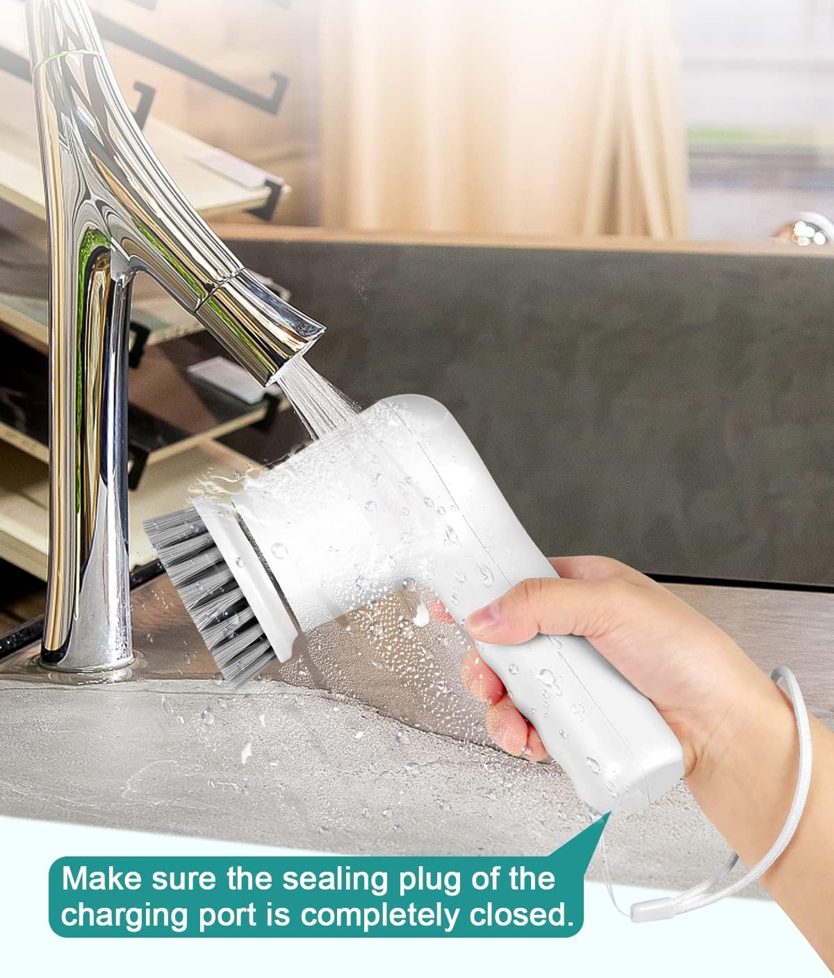 Electric Spin Scrubber,GRUTTI Power Scrubber Cordless Electric Shower Scrubber with Digital Display and 5 Replaceable Heads, 2 Adjustable Speeds,Cleaning Brush for Bathtub, Floor, Tile, Window - Image 5