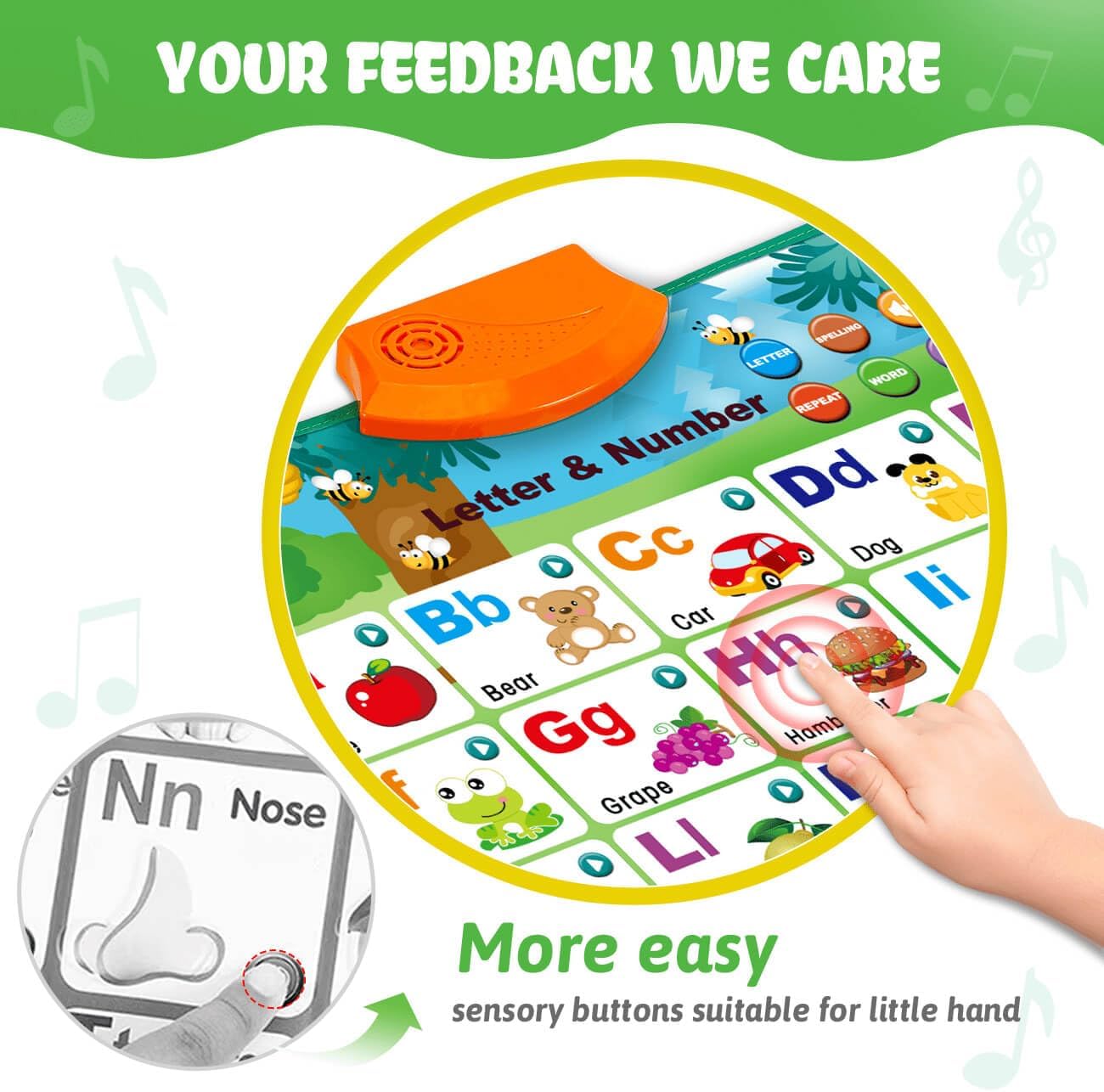 Educational Toys for 2 3 Year Old Boys Gifts: Interactive Alphabet Wall Chart Learning ABC Poster for Toddlers Ages 1-3, Christmas Birthday Gifts for Girls 2-4 - Image 6
