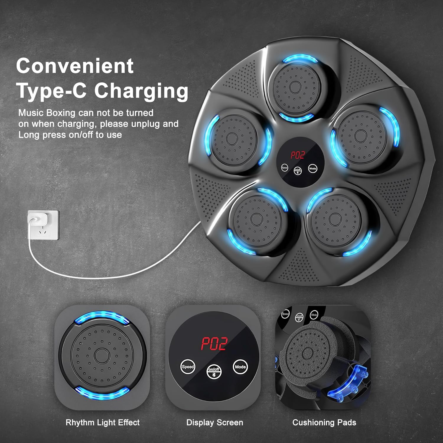 Music Boxing Machine, Smart Bluetooth Boxing Trainer for Adults Kids, Wall Mount Machine with Gloves, Workout Equipment Perfect for Fitness and Fun Workouts - Image 5
