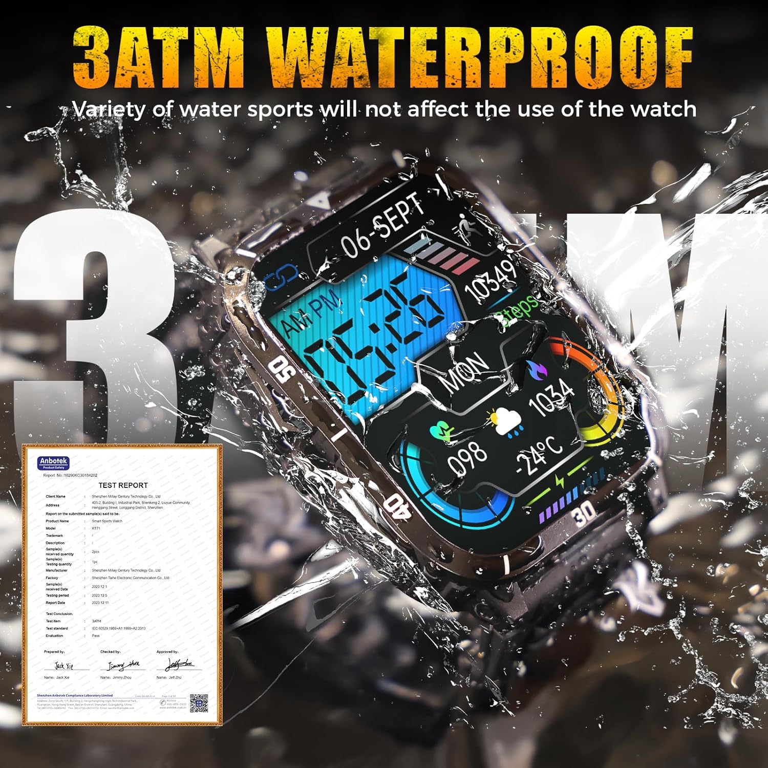 Military Smart Watch for Men 3ATM Waterproof Watch 2.0'' Big Screen Tactical Smartwatch 430mAh Fitness Tracker with Heart Rate Sleep Monitor Outdoor Answer Call for iPhone Android - Image 3