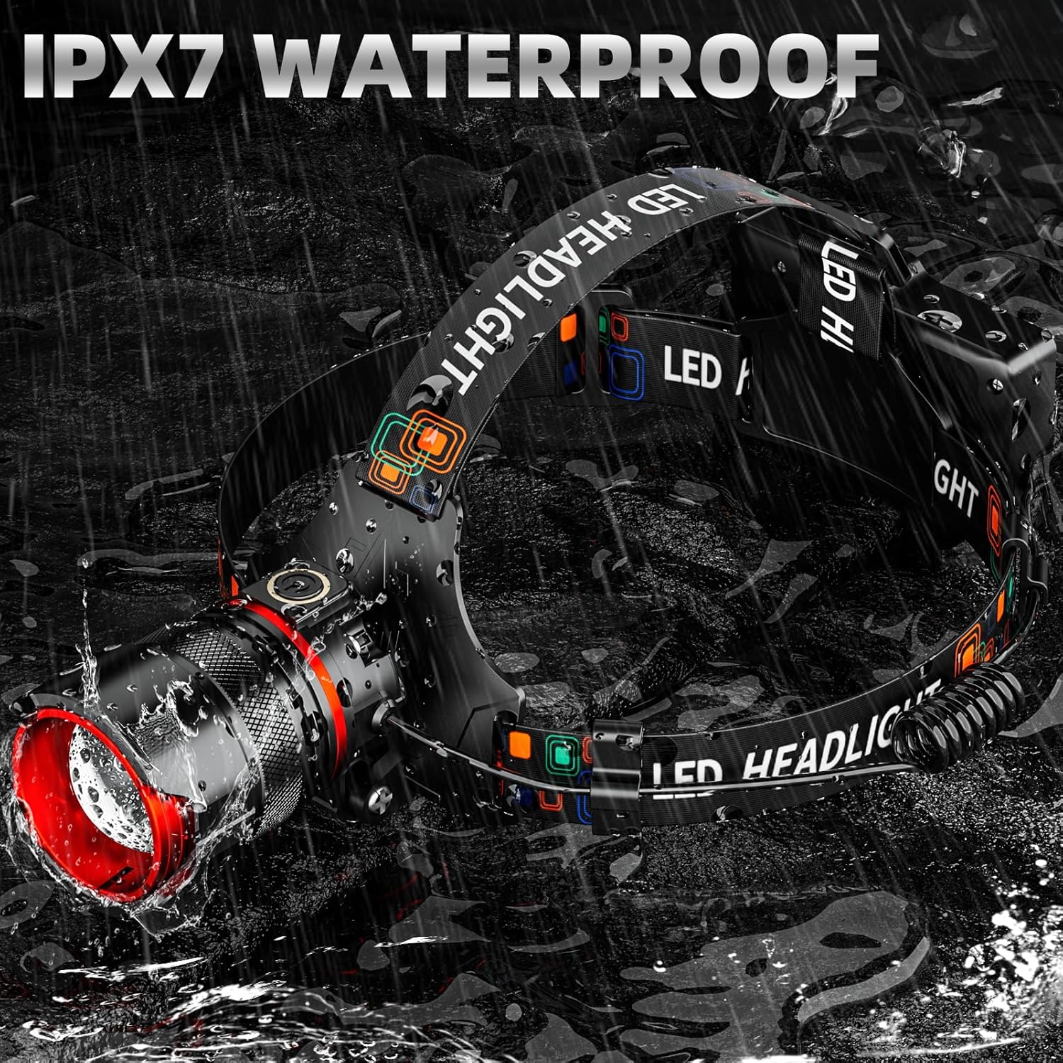 Rechargeable LED Headlamps, 990000LM Bright Headlamp with Motion Sensor & Zoomable, 5 Modes, IPX7 Waterproof Headlight for Forehead, 125° Adjustable & Brightest Head Lamp for Adults, Camping, Hardhat - Image 5
