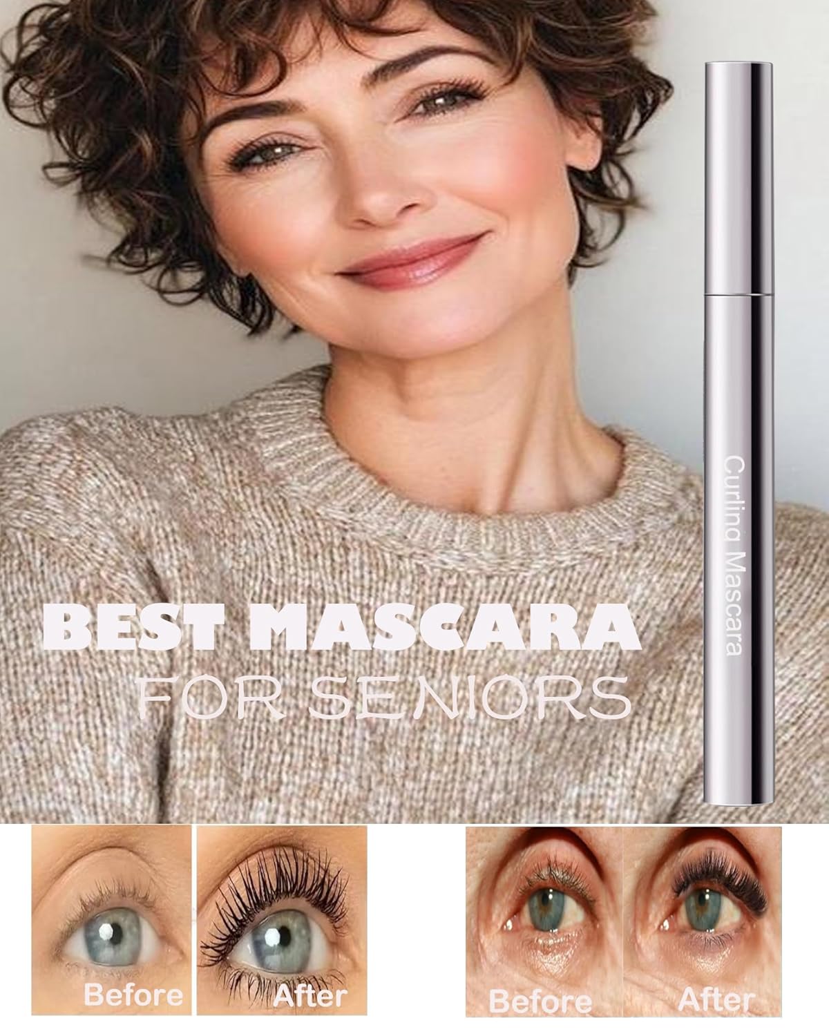 Brown Mascara for Older Women 60 Plus,Waterproof Prime Mascara Volume and Length for Mature Women with Thinning Lashes,No Clumps,Long Lasting Hypoallergenic Mascaras For Sensitive Makeup - Image 6