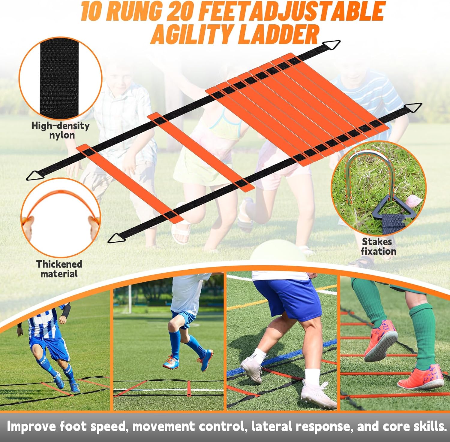 Soccer Goal, Kids Soccer Goals for Backyard Set of 2, 4x3ft Portable Soccer Goal Pop Up Soccer Net, Kids Soccer Net for Backyard Training Equipment with Soccer Ball, Ladder, Cones, Targets - Image 6