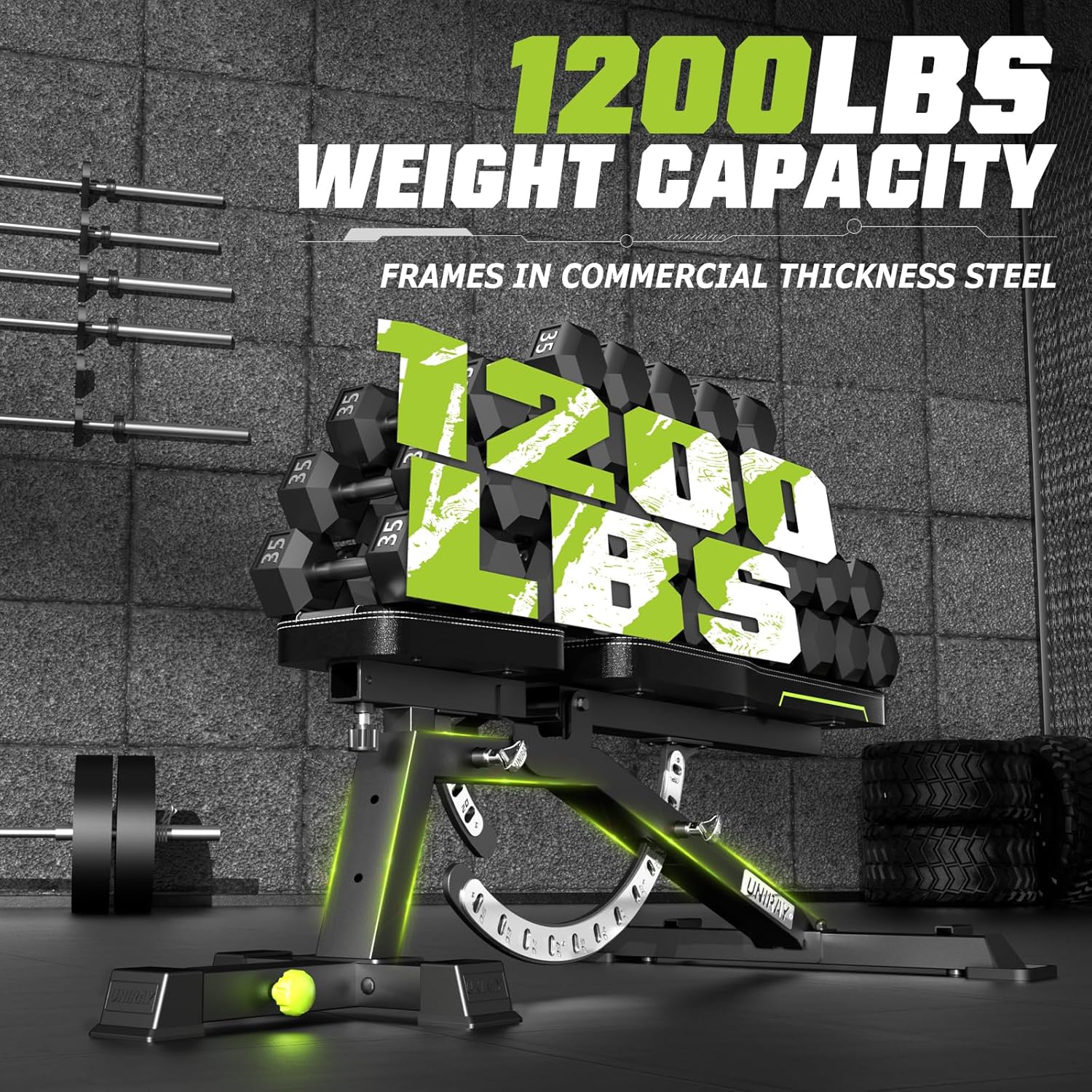 Weight Bench, Workout Bench for Home Gym with 1200 LBS Capacity, Adjustable Weight Bench with Heavy Duty Leg Extension and Preacher Pad, Gym Bench Incline Flat Decline for Bench Press Full Body Strength Training - Image 3