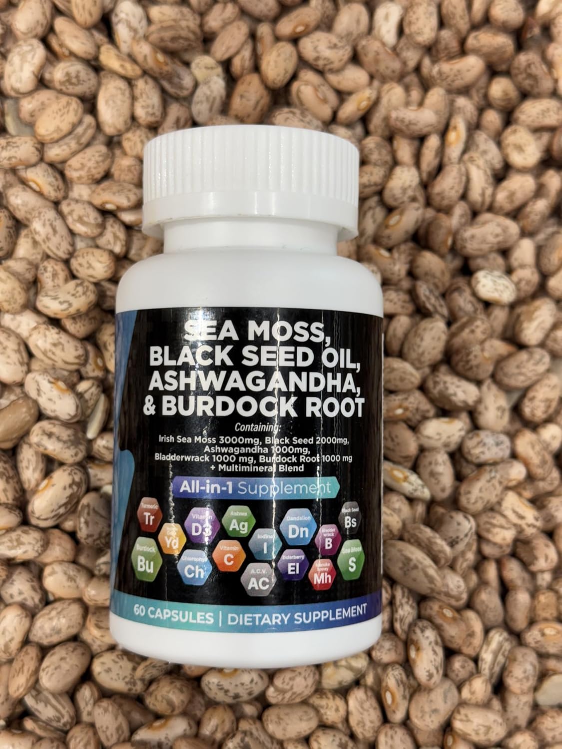 Sea Moss, Black Seed Oil, Ashwagandha, Burdock Root Supplement, 60 Capsules - Image 2