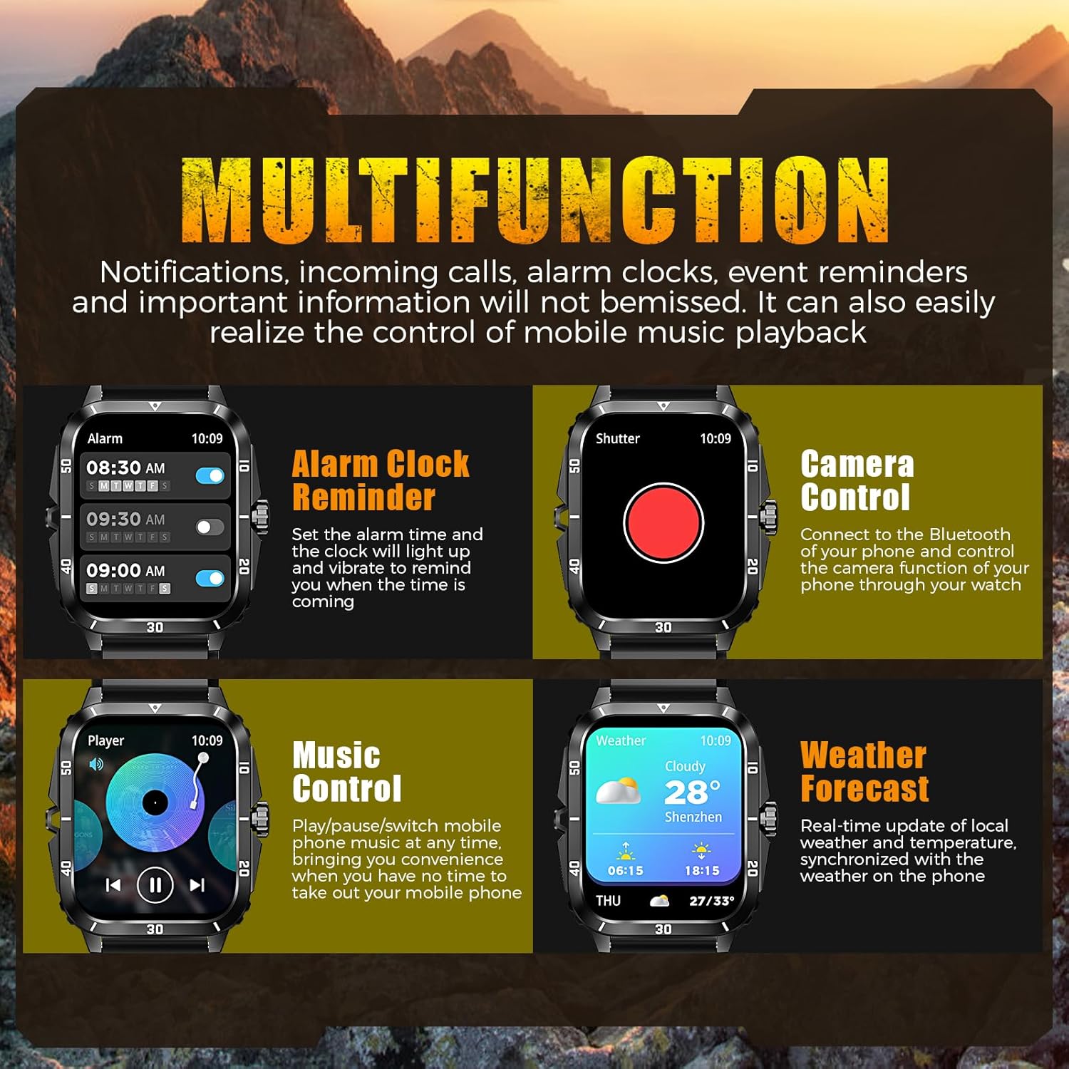 Military Smart Watch for Men 3ATM Waterproof Watch 2.0'' Big Screen Tactical Smartwatch 430mAh Fitness Tracker with Heart Rate Sleep Monitor Outdoor Answer Call for iPhone Android - Image 10
