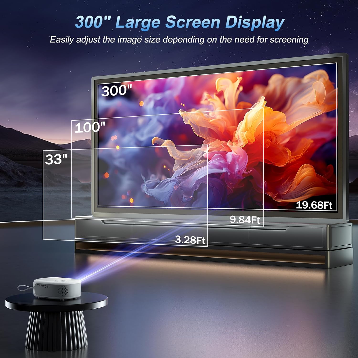 Outdoor Movie Projector with 15000 Lumens & Focus &15%Keystone Correction | 1080P Portable Mini Projector, WiFi Bluetooth, Built-in 2 Speakers & USB-C Cable, Compatible with iPhone/Android/Fire Stick - Image 9