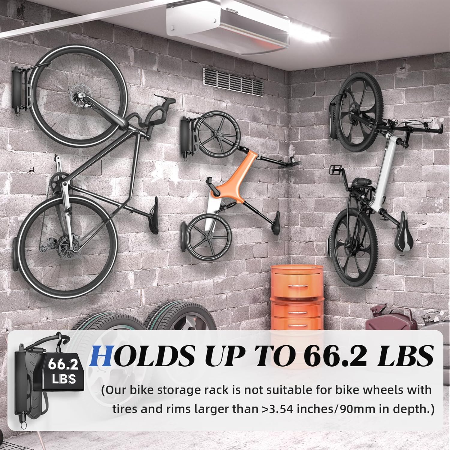 Goovilla Swivel Bike Wall Mount 4 Pack, Space Saving Bike Hangers for Garage with Screw and Easy Installation, Metal Vertical Bike Rack Wall Mount Holds up to 66.2lbs with No-scratch Protection, Black - Image 8