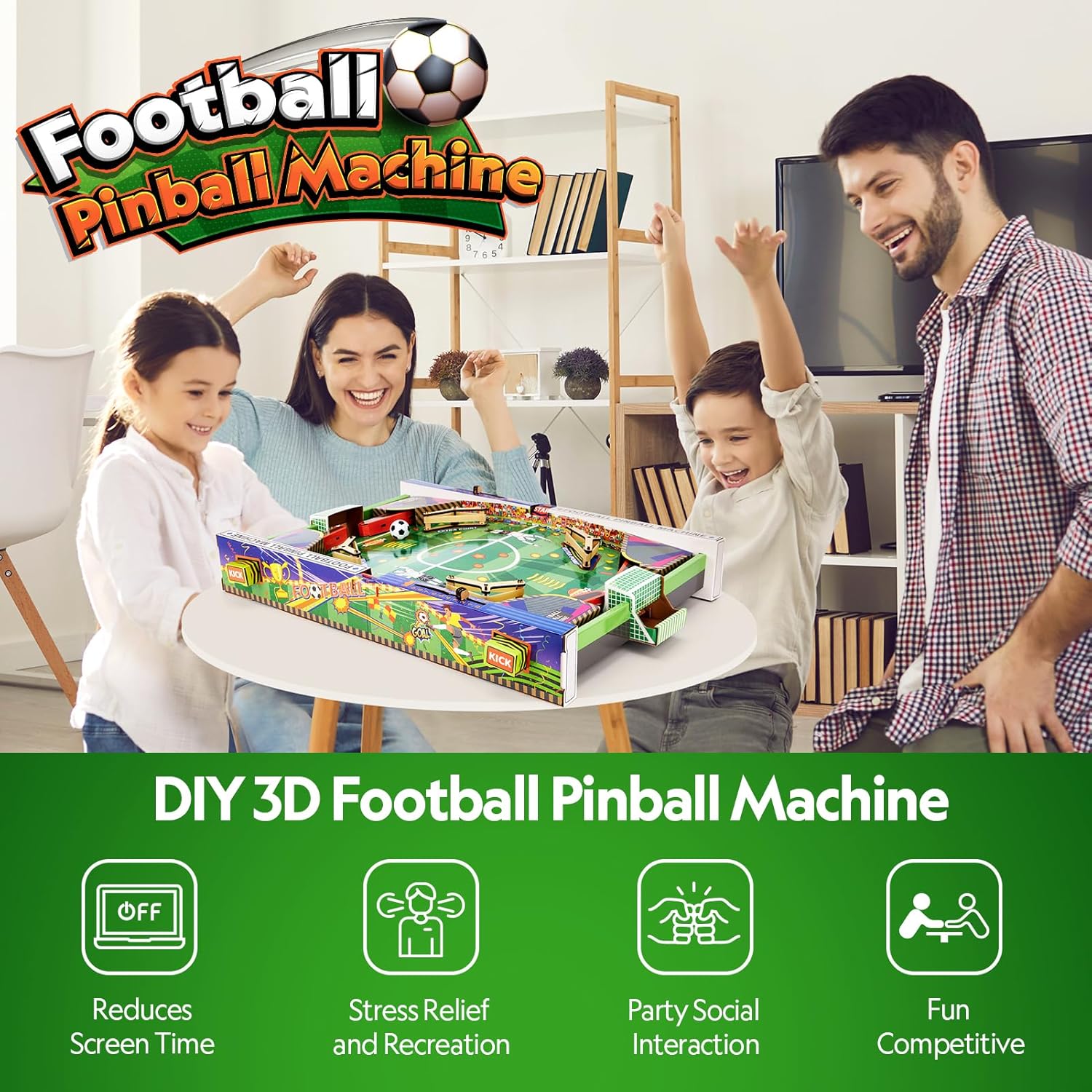 CubicFun DIY Pinball Machine Toy for Kids Ages 8-14, STEM Toys Screen-Free Soccer Game Educational 3D Puzzle, Christmas for Kids Ages 8-13, Develops Problem-Solving & Hand On Skills - Image 3