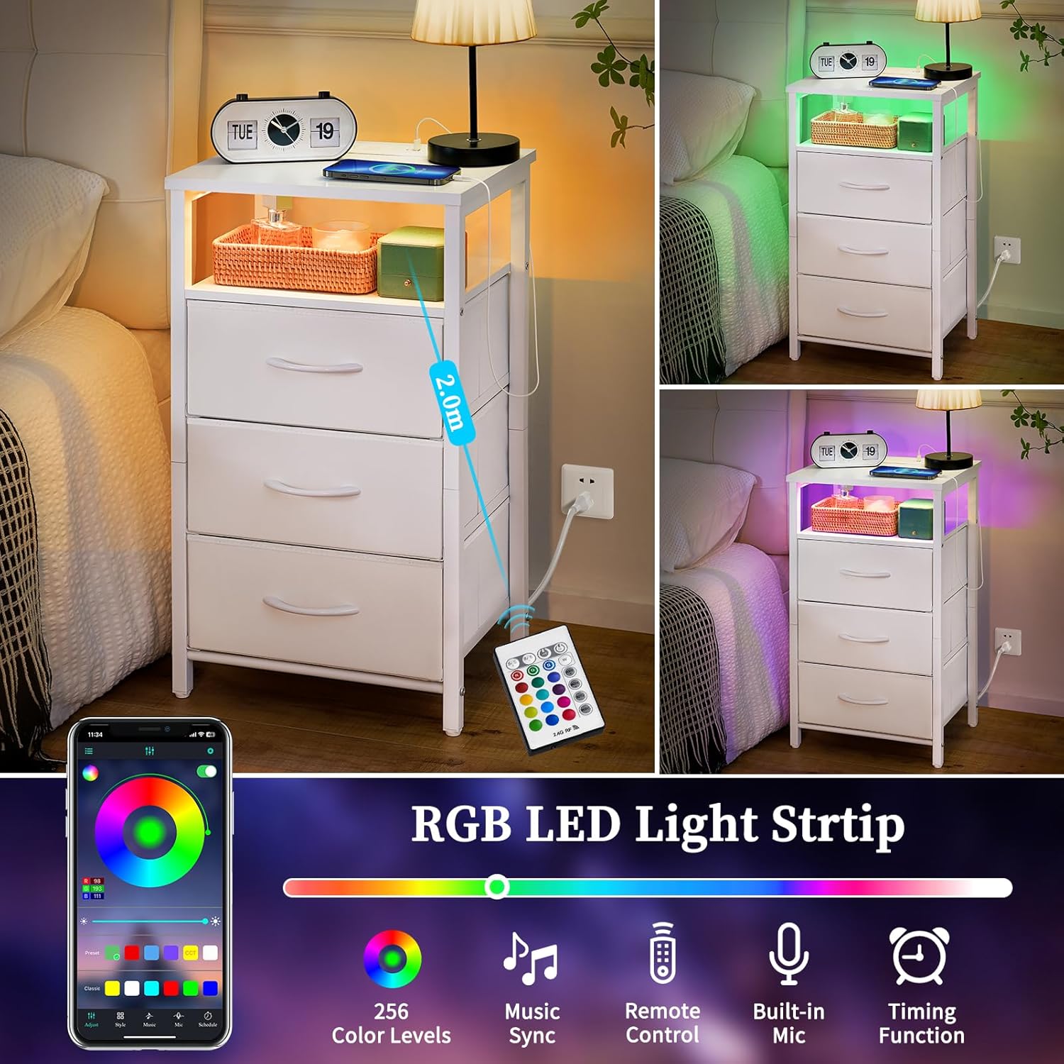 Yoobure Tree Bookshelf - 6 Shelf, Night Stand with Charging Station - Image 8