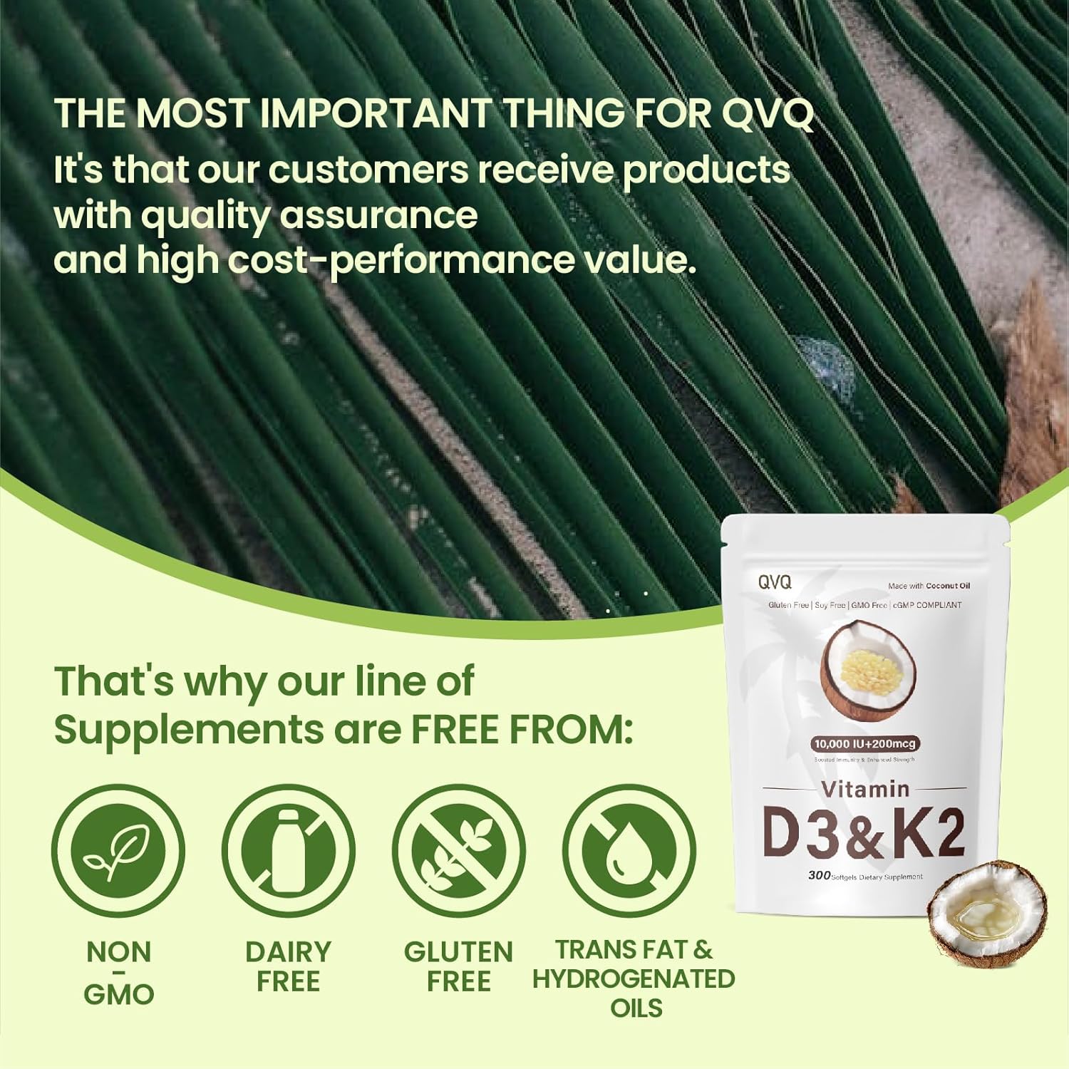 300 Pcs 2 in 1 Vitamin D3 10000 iu Plus K2 (MK-7) 200 mcg Virgin Coconut Oil Softgels with Vitamins D & K Supports Calcium Absorption, Bone, Immune, & Heart Health – Easy to Swallow - Image 8