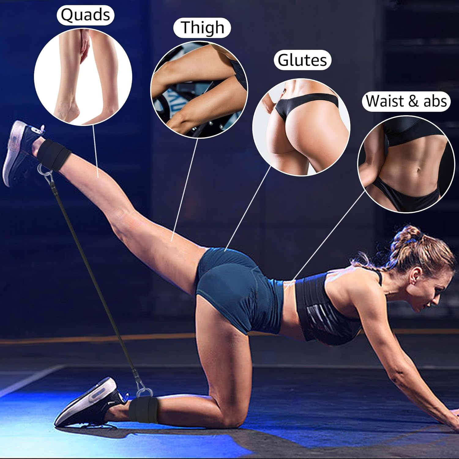 Fitness Ankle Straps for Cable Machine, Kickbacks Glute Workouts, Lower Body Exercises, Adjustable Leg Straps with Neoprene Padding Men Women - Image 4