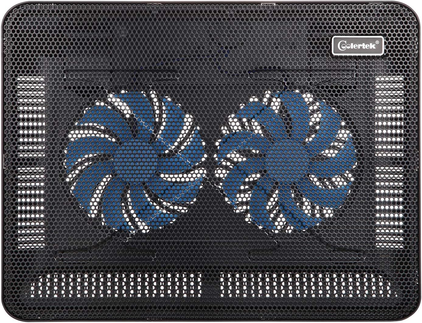 Laptop Cooling Pad, Coolertek Portable Slim Quiet Laptop Notebook Cooler Cooling Pad Stand with 2 Blue LED Fans, USB Powered, Adjustable Angled, Fits 11-14 Inch Laptop - Image 3