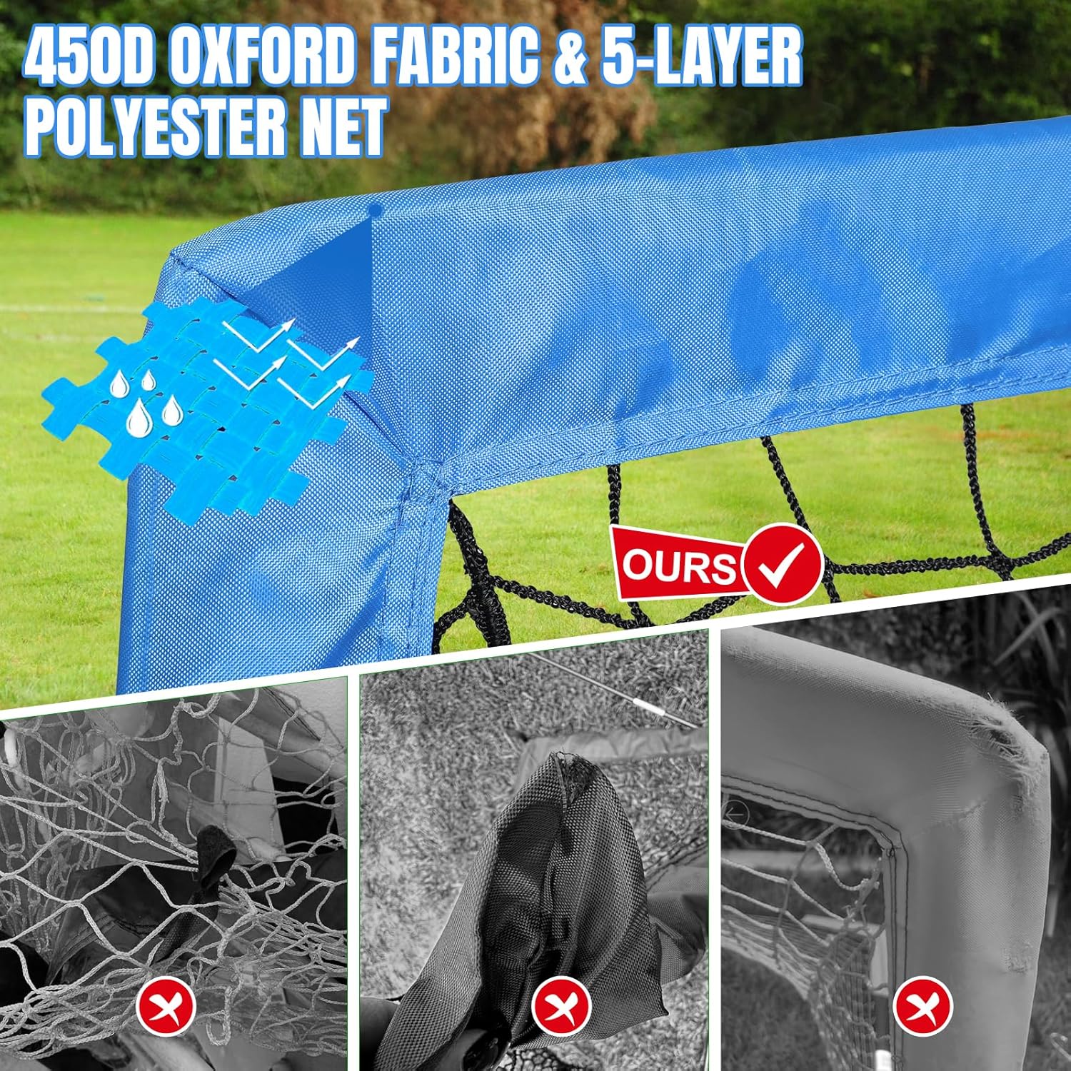 Kids Soccer Goals for Backyard Set, Portable Toddler Soccer Goal 2 of 4x3 ft, 6x4 ft, 7x5 ft, Soccer Training Equipment, Pop Up Soccer Net Kit with Size 4 Soccer Ball, Youth Games, Outdoor Sports Play - Image 3