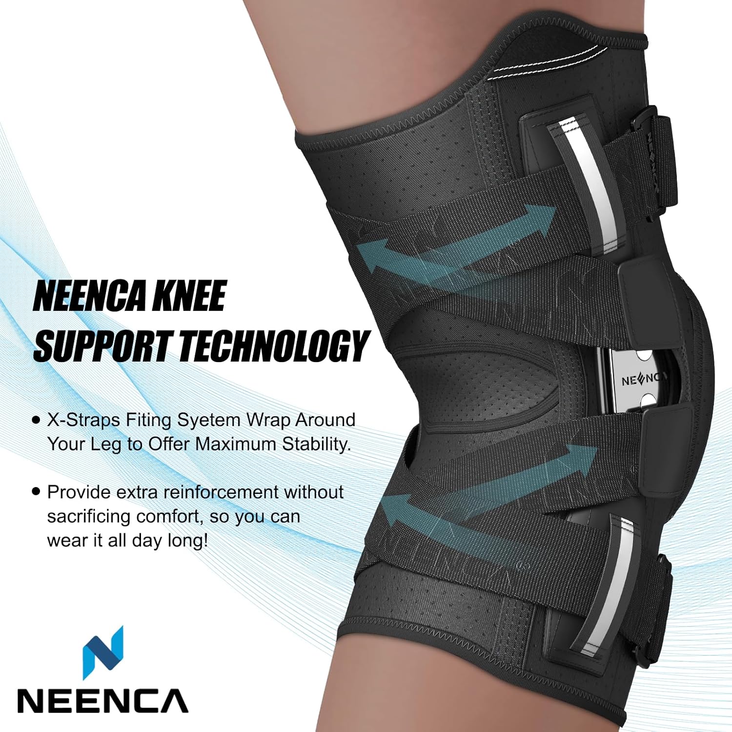 NEENCA Professional Knee Brace for Knee Pain, Hinged Knee Support with Patented X-Straps Fiting System, Strong Stability for Joint Pain Relief, Arthritis, Meniscus Tear, ACL, PCL, MCL, Sports, Workout - Image 5