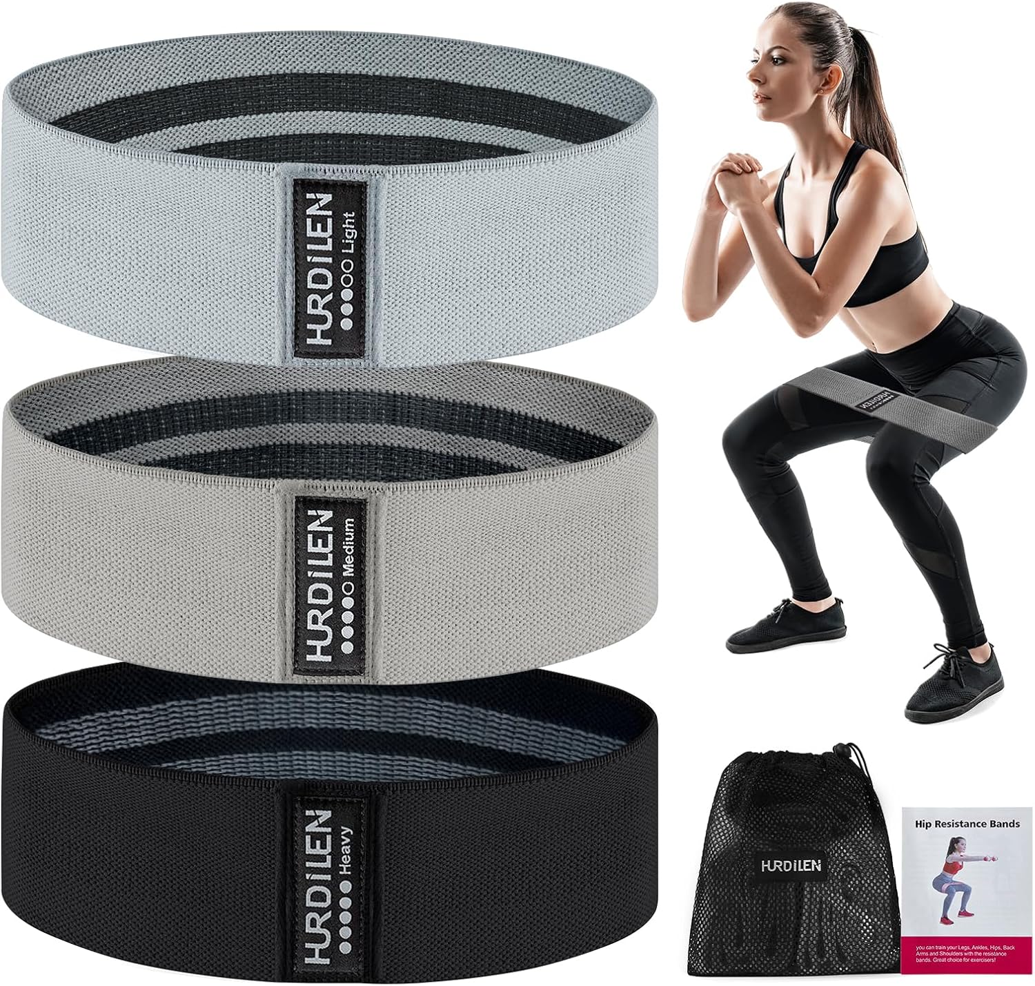 Resistance Bands for Working Out, Exercise Workout Bands for Women & Men, 3 Levels Elastic Stretch Bands for Exercise with Carry Bag for Physical Therapy, Home Fitness, Strength Training, Yoga - Image 2