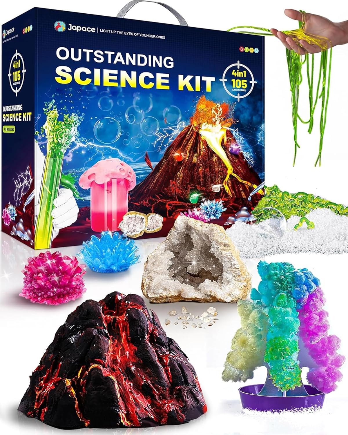 Japace STEM Science Experiment Kits for Kids - Science Learning Toy Gifts for Boys and Girls, 4-in-1 Projects: Earth Science, Chemistry Lab, Magic Tricks, and Physics, with 105 Hands-on Activities - Image 2