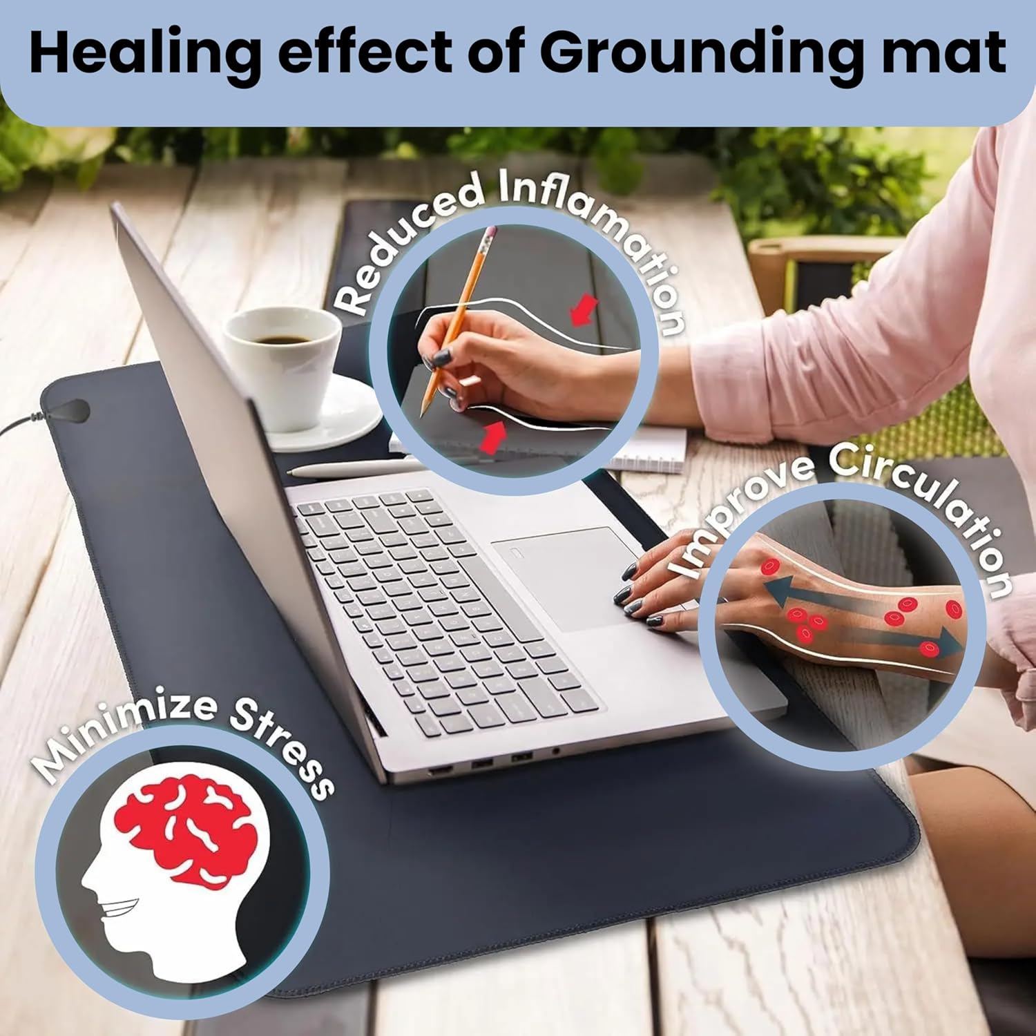 Grounding Pad, Grounding Mat for Feet 24x16 - Grounding Mat for Desk for Pain Relief & Anxiety - Anti-Slip PU Leather Made at Home, Office & Work, for Sleeping - Image 6