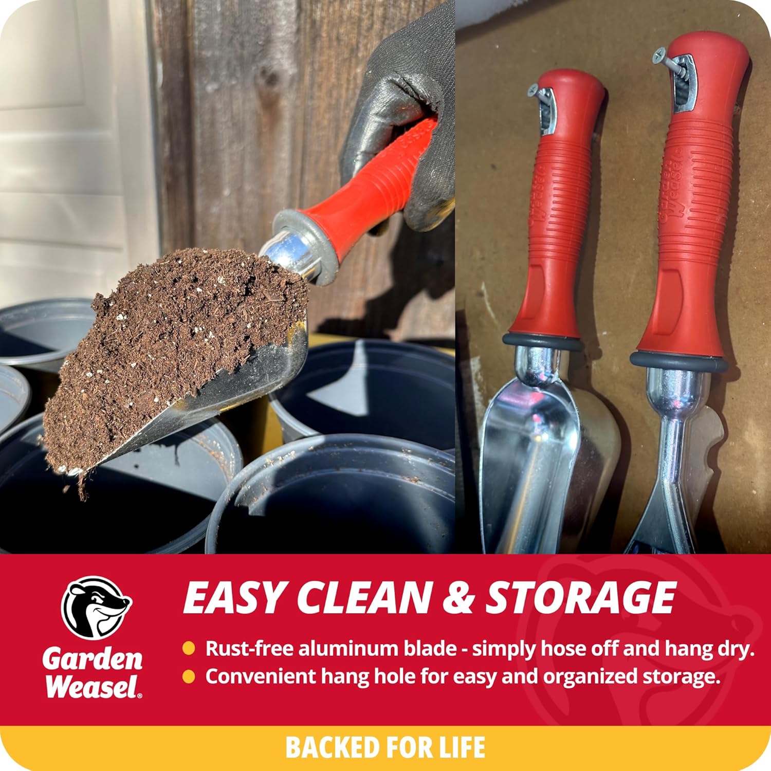 Garden Weasel Potting Scoop - Oversized | Dig and Transport | Planting and Gardening Hand Digging Tools, Heavy Duty Soil Scoop, Mini Gardening Shovel | 91362 - Image 8
