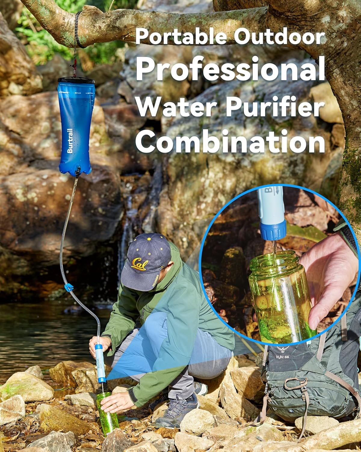Gravity Water Filter Pro, Versatile Water Purifier Camping with 0.01-Micron Water Filter Straw, 3L Gravity Bag, Survival Gear for Hiking, Backpacking, and Emergency Preparedness - Image 3