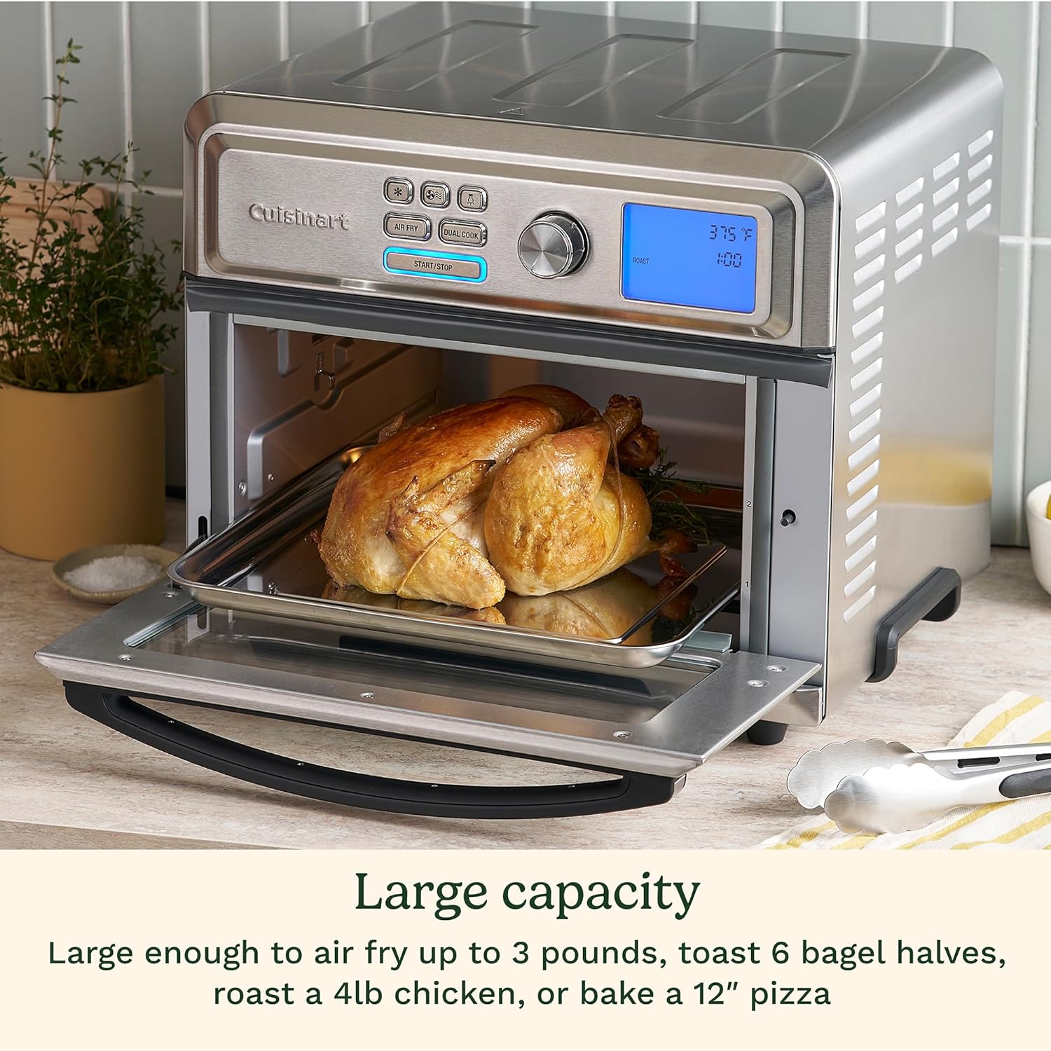 Cuisinart Air Fryer Toaster Oven, Digital Display, 1800 Watt Air Fryer Toaster Oven Combo with Adjustable Temperature and Controls, Stainless Steel Small Kitchen Appliance, TOA-65,Silver - Image 5