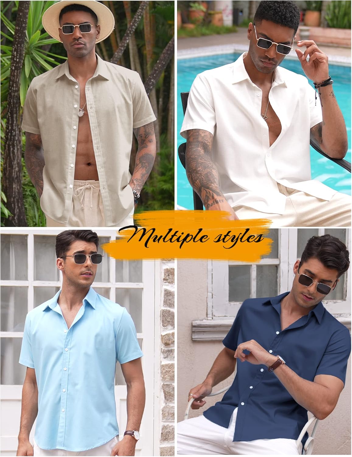 COOFANDY Men's Linen Casual Short Sleeve Shirt Button Down Summer Beach Wedding Shirts - Image 5