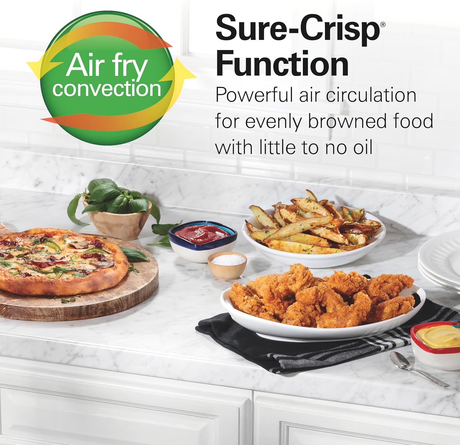 Hamilton Beach Sure-Crisp Air Fryer Toaster Oven Combo, Fits 9” Pizza, 4 Slice Capacity, Powerful Circulation, Auto Shutoff, Stainless Steel (31403) - Image 3