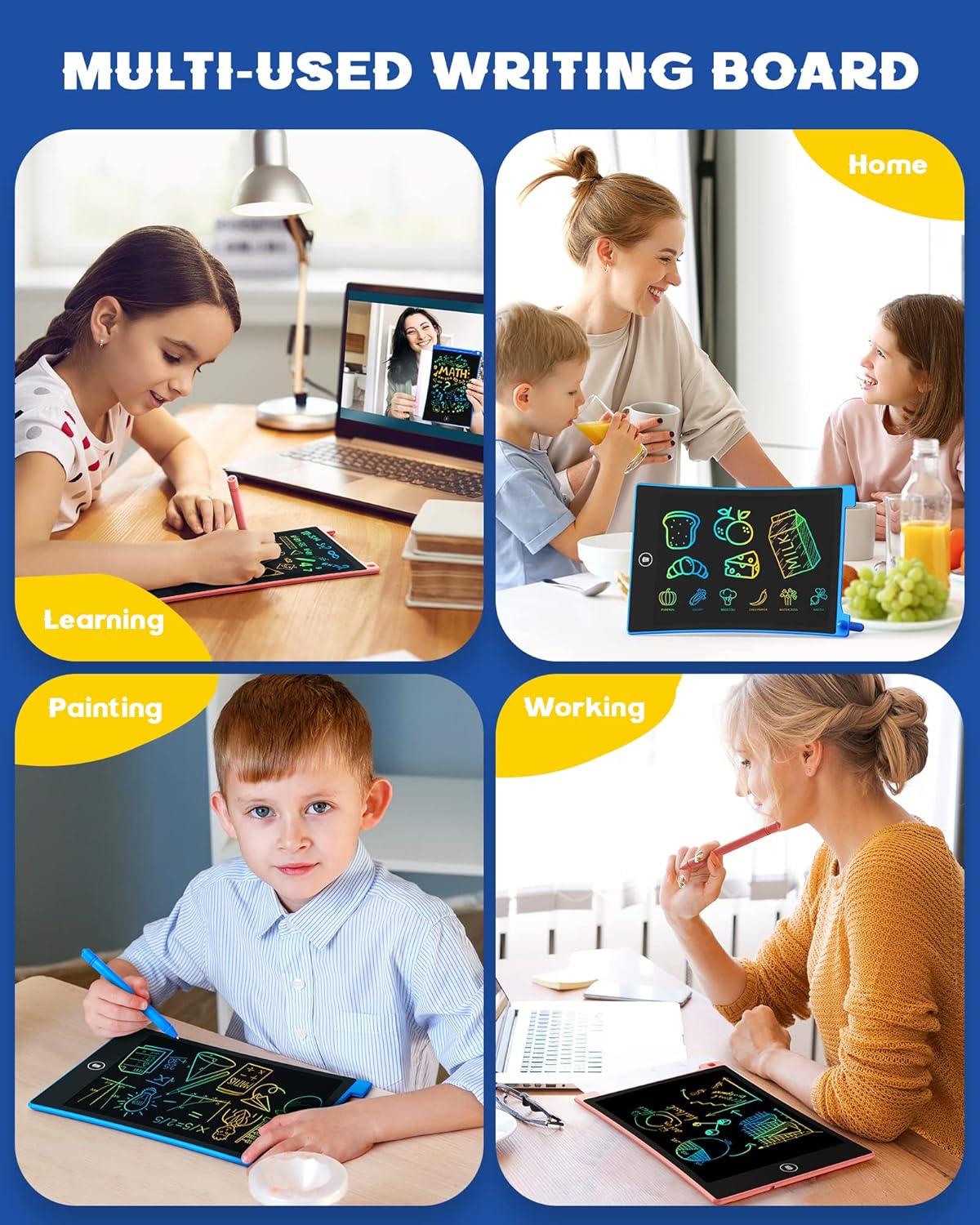 bravokids 2 Pack LCD Writing Tablet for Kids,10 inch Colorful Doodle Board Drawing Pad for Kids, Kids Travel Toy Activity Game, Birthday Gifts for 3 4 5 6 Year Old Boys and Girls Toddlers - Image 5