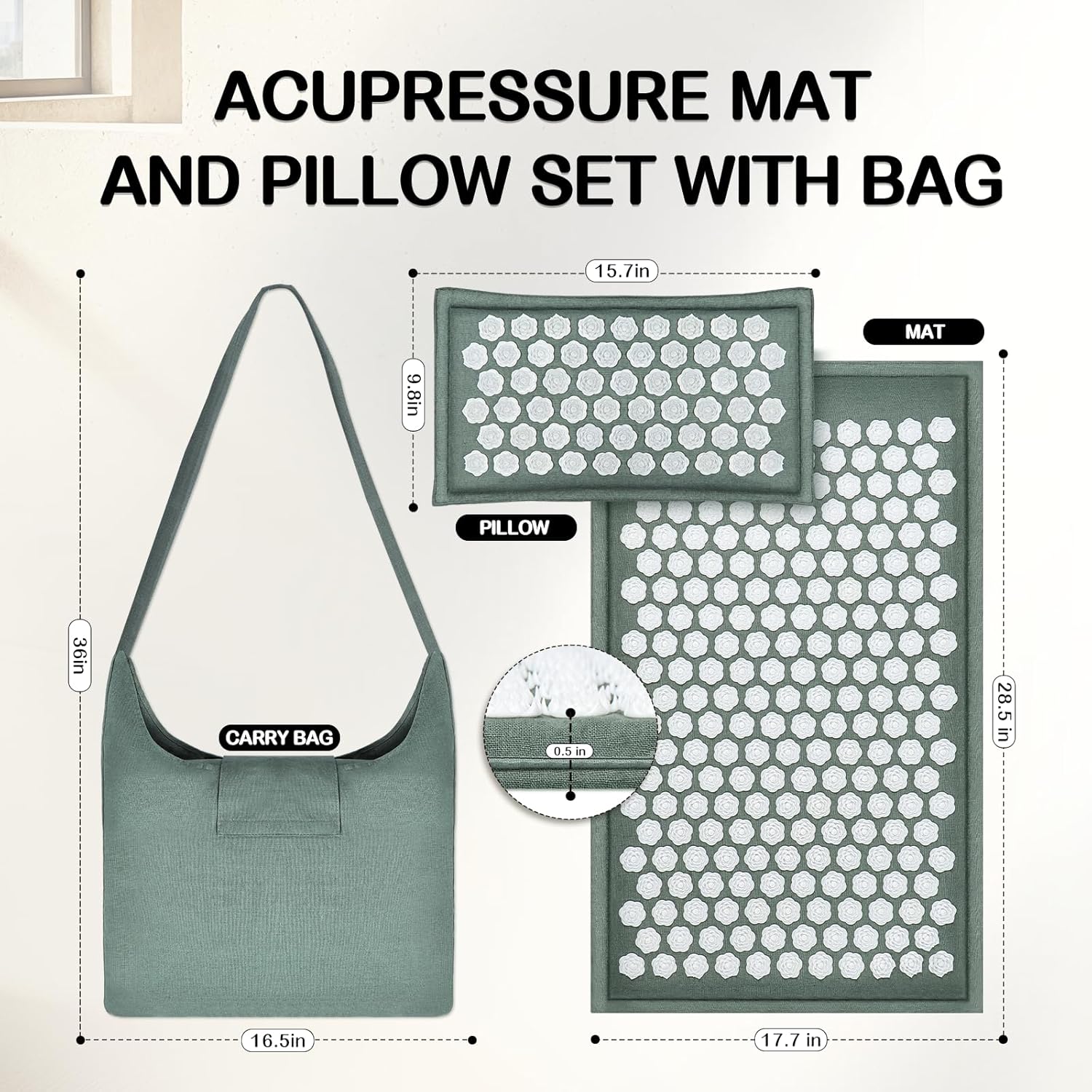 LadyRosian Acupressure Set for Back and Neck Pain Relief, Muscle Relaxation Stress Relief Acupressure Mat and Pillow Set with Bag - Image 3