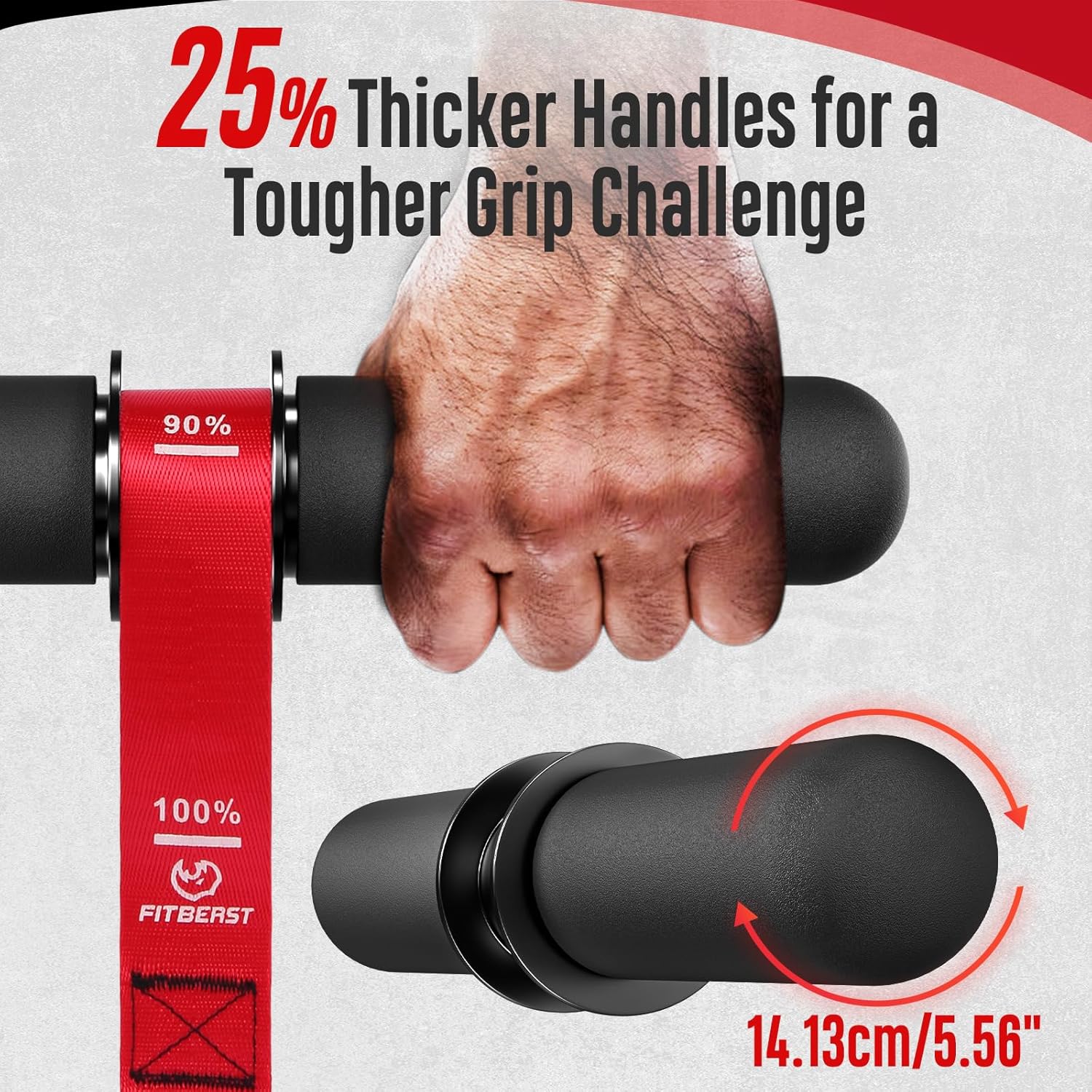 FitBeast Forearm Strengthener & Forearm Exerciser, Wrist Roller with Thicker Handle, Forearm Strength Trainer with Adjustable Strap - Ideal for Grip Strength, Muscle Building, Rehabilitation - Image 3