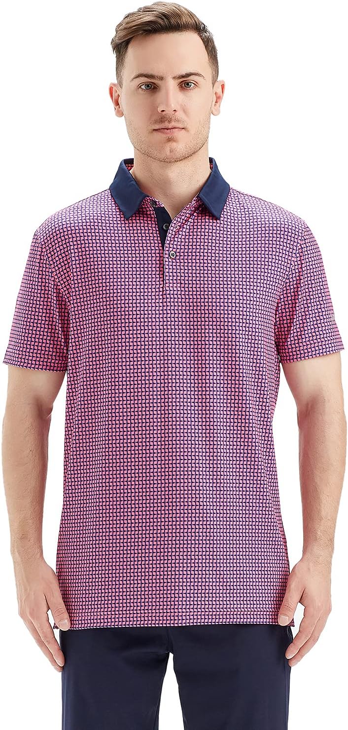 Men's Golf Polo Shirts Short Sleeve Striped Performance Moisture Wicking Dry Fit Golf Shirts for Men - Image 3