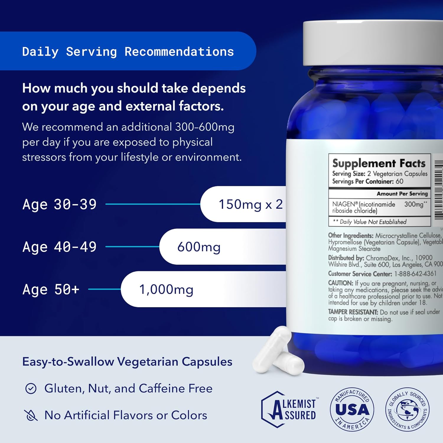 TRU NIAGEN Patented NAD Supplement for Anti Aging and Cell Regeneration, Niagen, 60 300 mg Servings | Supports Cellular Energy, Brain, Muscle | Nicotinamide Riboside (NR) Take 2 Daily | 1 Bottle - Image 8
