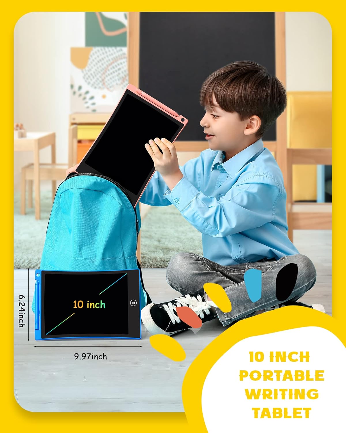 bravokids 2 Pack LCD Writing Tablet for Kids,10 inch Colorful Doodle Board Drawing Pad for Kids, Kids Travel Toy Activity Game, Birthday Gifts for 3 4 5 6 Year Old Boys and Girls Toddlers - Image 7