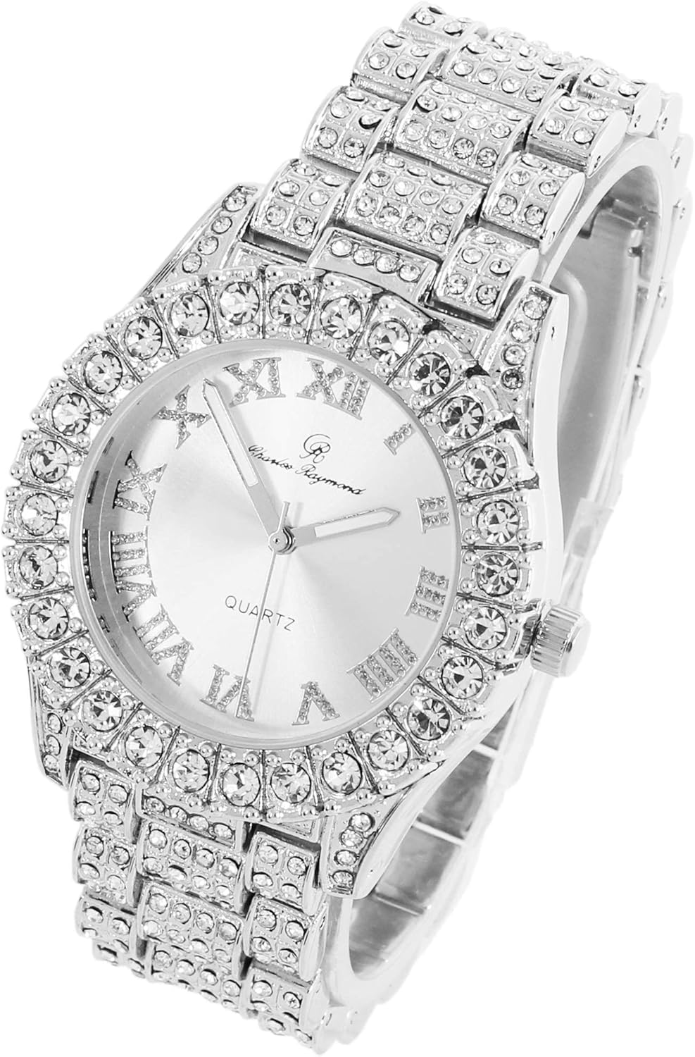 Charles Raymond Women's Big Rocks Bezel Colored Dial with Roman Numerals Fully Iced Out Watch - ST10327LA - Image 3