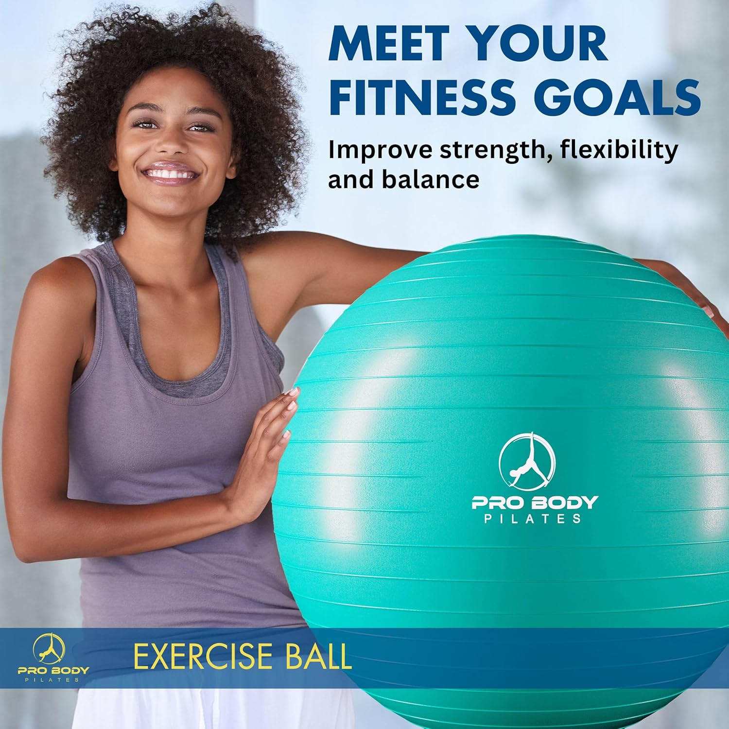 ProBody Pilates Exercise Ball - Multiple Sizes Gym Grade Balance Ball for Fitness, Yoga, Workout, Pregnancy & Physical Therapy - Image 3