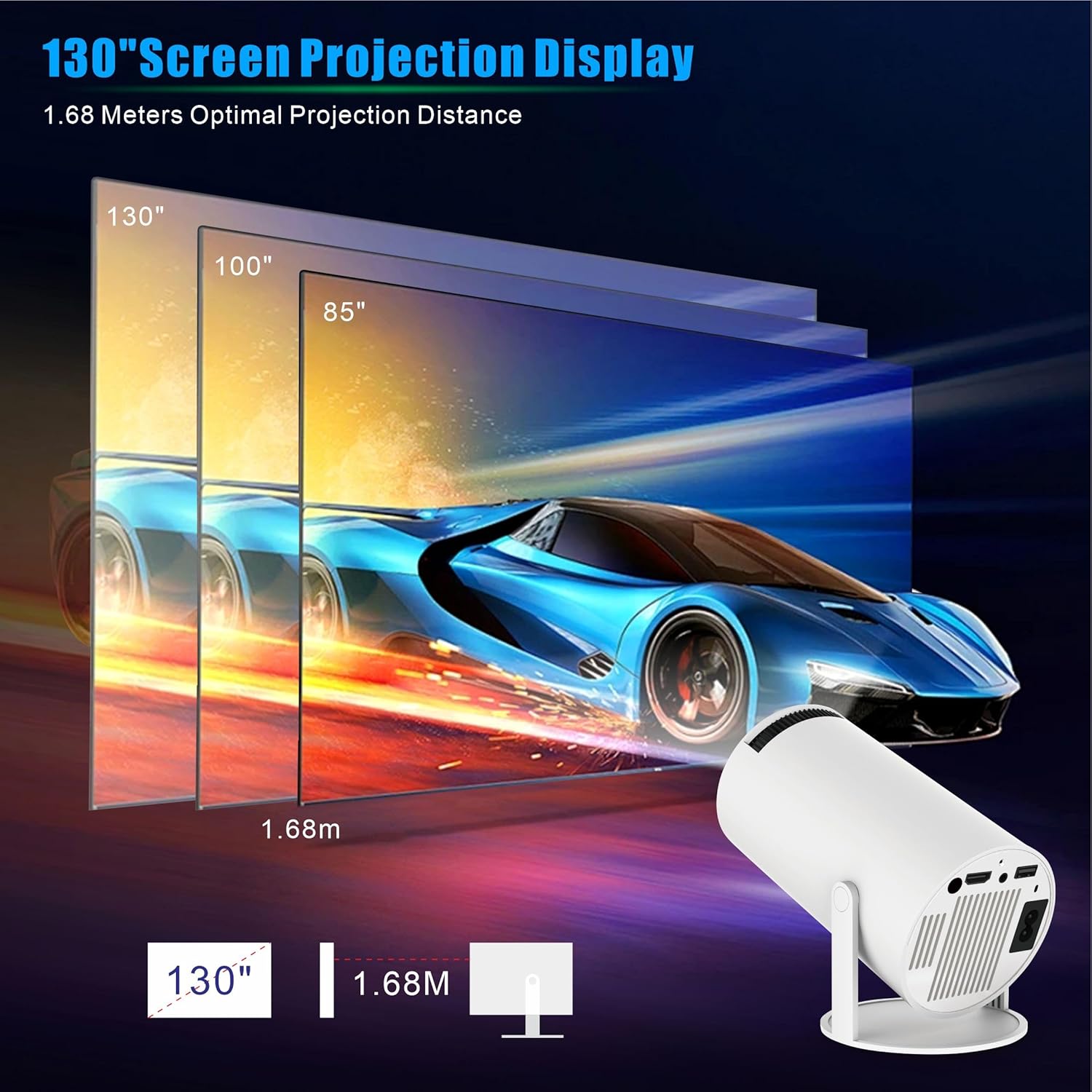 Smart Mini Projector - 4K with WiFi 6 & Bluetooth 5, Portable Android 11, Auto Keystone, 180 Display Up to 130 Inch - Image 5