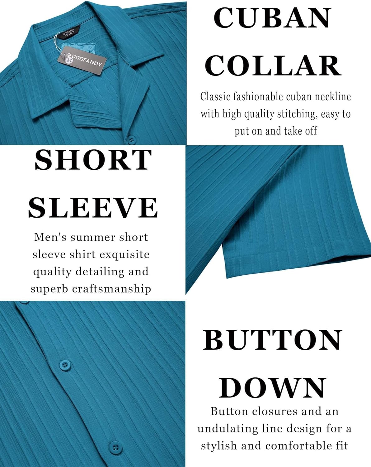 COOFANDY Men's Casual Shirts Short Sleeve Button Down Shirts Fashion Textured Summer Beach Shirt - Image 6
