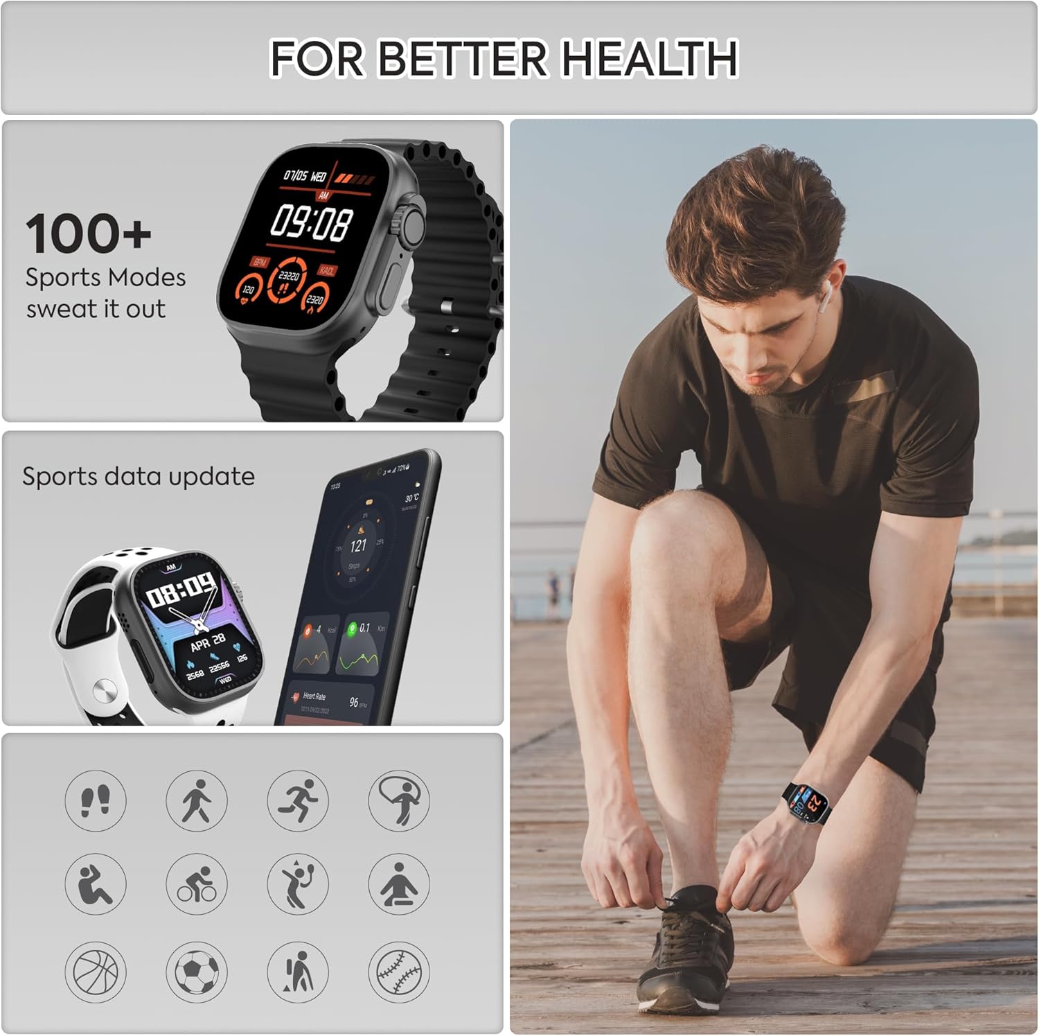 Smart Watch Storm U with BT Calling Gun Metal, Smartwatch for Men, Smartwatch for Women, Sleep Monitor, Blood Pressure and Oxygen Monitor, Voice Assistant, Pedometer Steps, Remote Camera, Watch Bands - Image 6