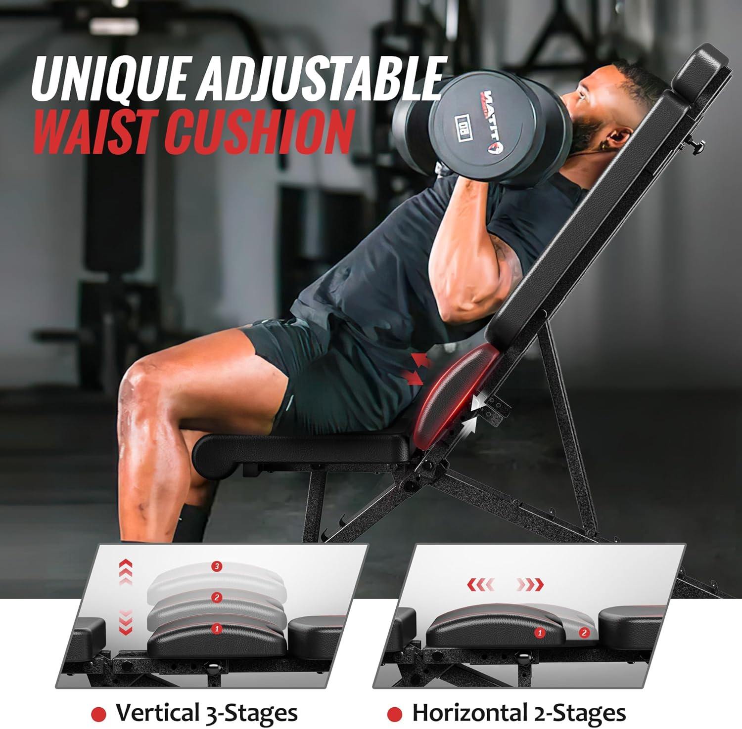 Adjustable Weight Bench for Home Gym with Headrest - Foldable Workout Bench Press, 800lb Capacity for Exercises Incline Flat Decline Sit-Ups - Image 3