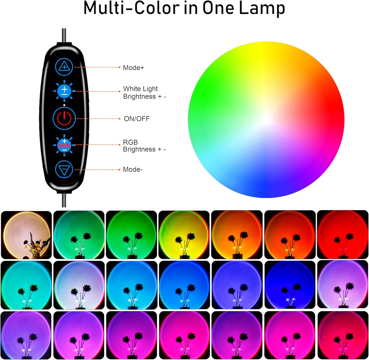 Sunset Lamp Projector Multicolor Changing LED Projection Lamp,Switch Button and APP Control 360 Degree Rotation Sunlight Lamp for Bedroom, Photography, Party, Tiktok Live, Room Decor - Image 3