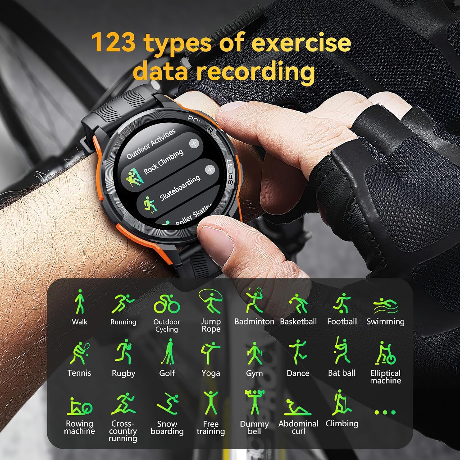 OUKITEL Smart Watch, 5ATM Waterproof Military Smart Watches for Men with Bluetooth Call (Answer/Dial Call), 1.43'' Outdoor Tactical Fitness Tracker Watch with 123 Sports Moeds for Android iOS Phone - Image 6