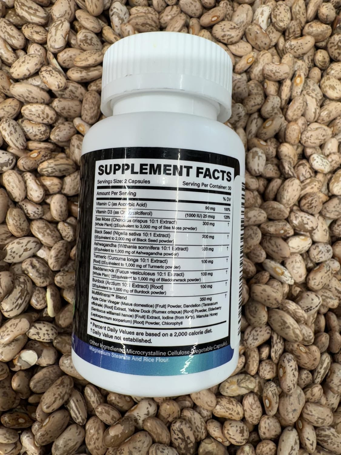 Sea Moss, Black Seed Oil, Ashwagandha, Burdock Root Supplement, 60 Capsules - Image 3
