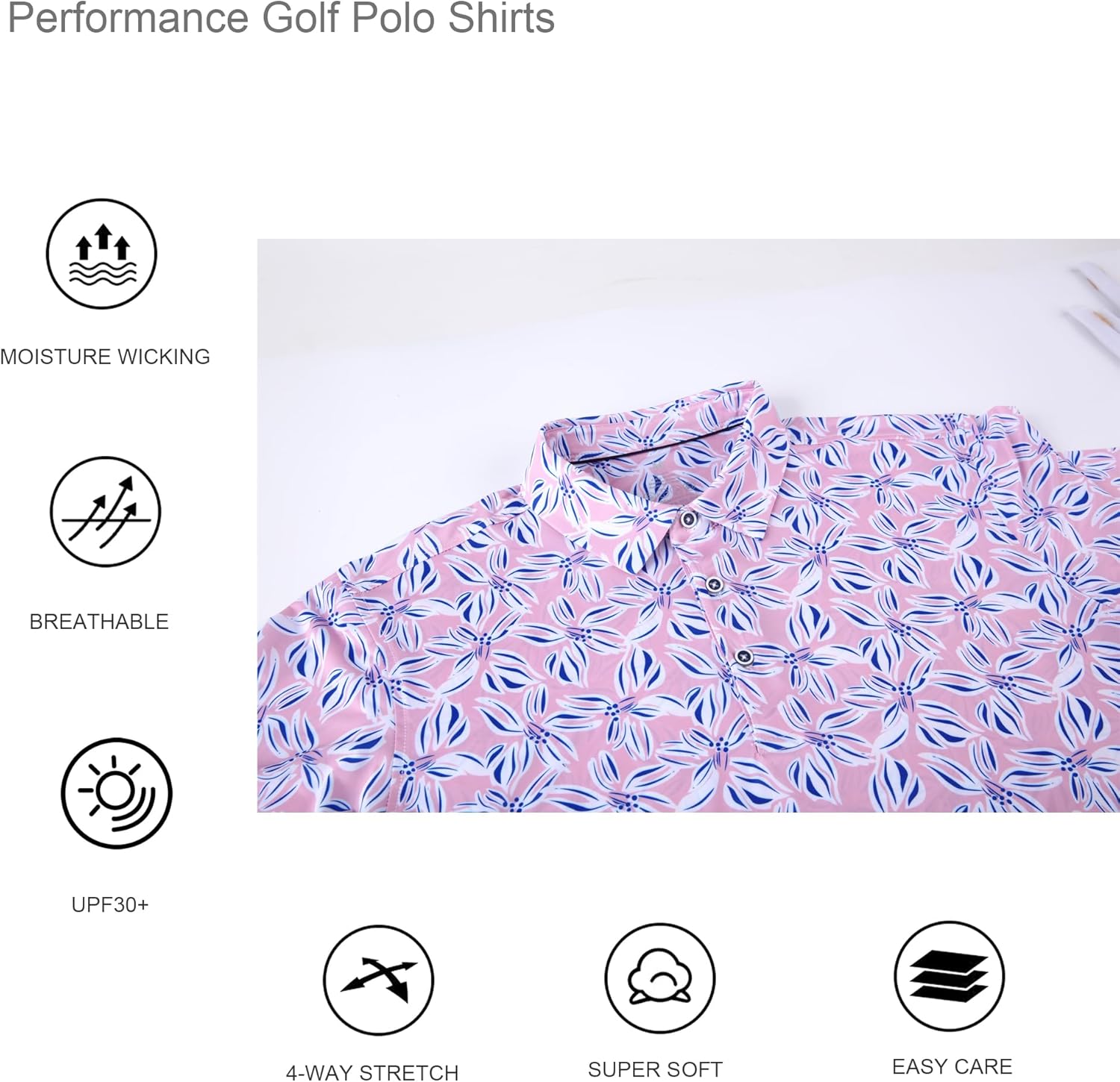 Alex Vando Mens Hawaiian Golf Shirt Moisture Wicking Digital Print Golf Shirts for Men - Image 7