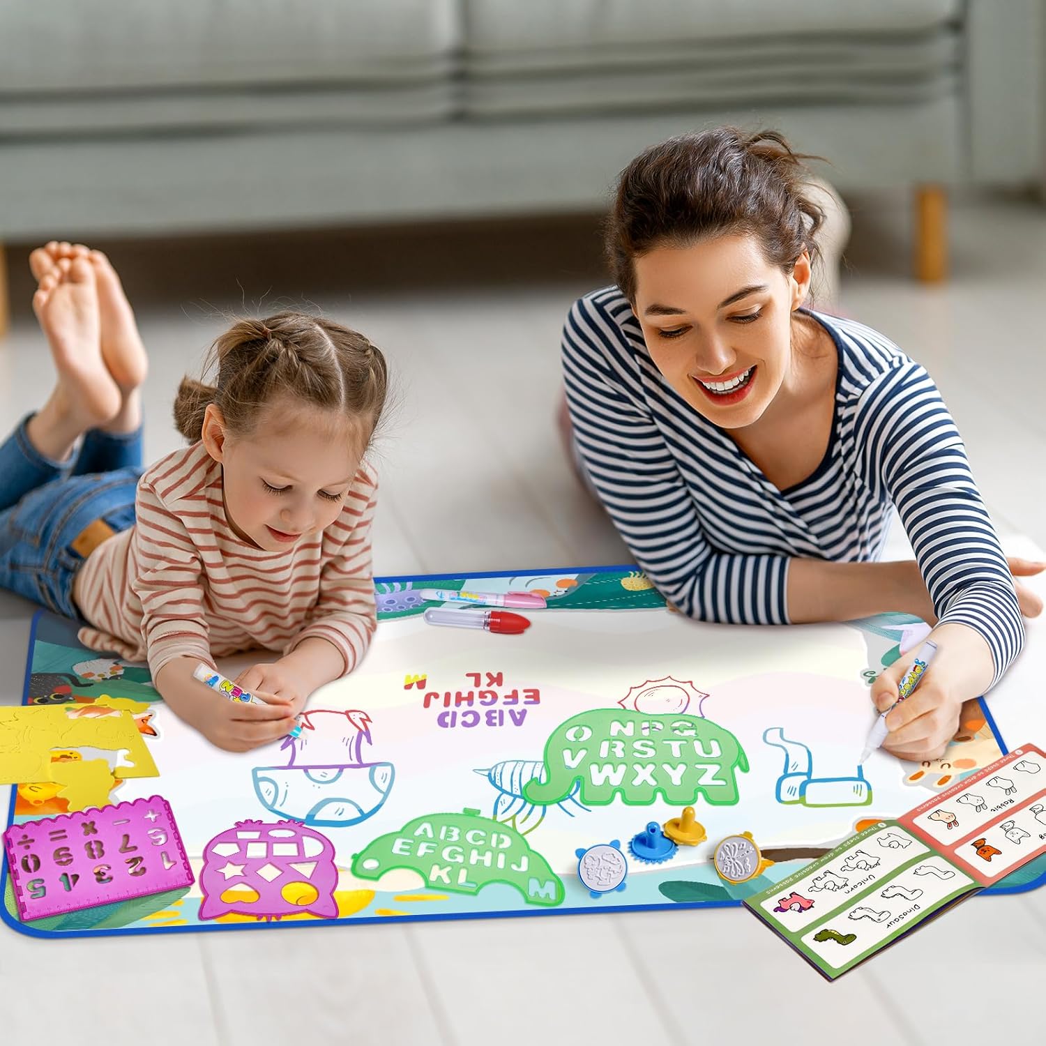 bemece Water Doodle Mat 40 x 32 Inches Aqua Painting Drawing Mat Mess Free Learning Toy Mat Early Education Gifts for Kids ChildrenToddlers Aged 3 4 5 6 7 Years Old - Image 8